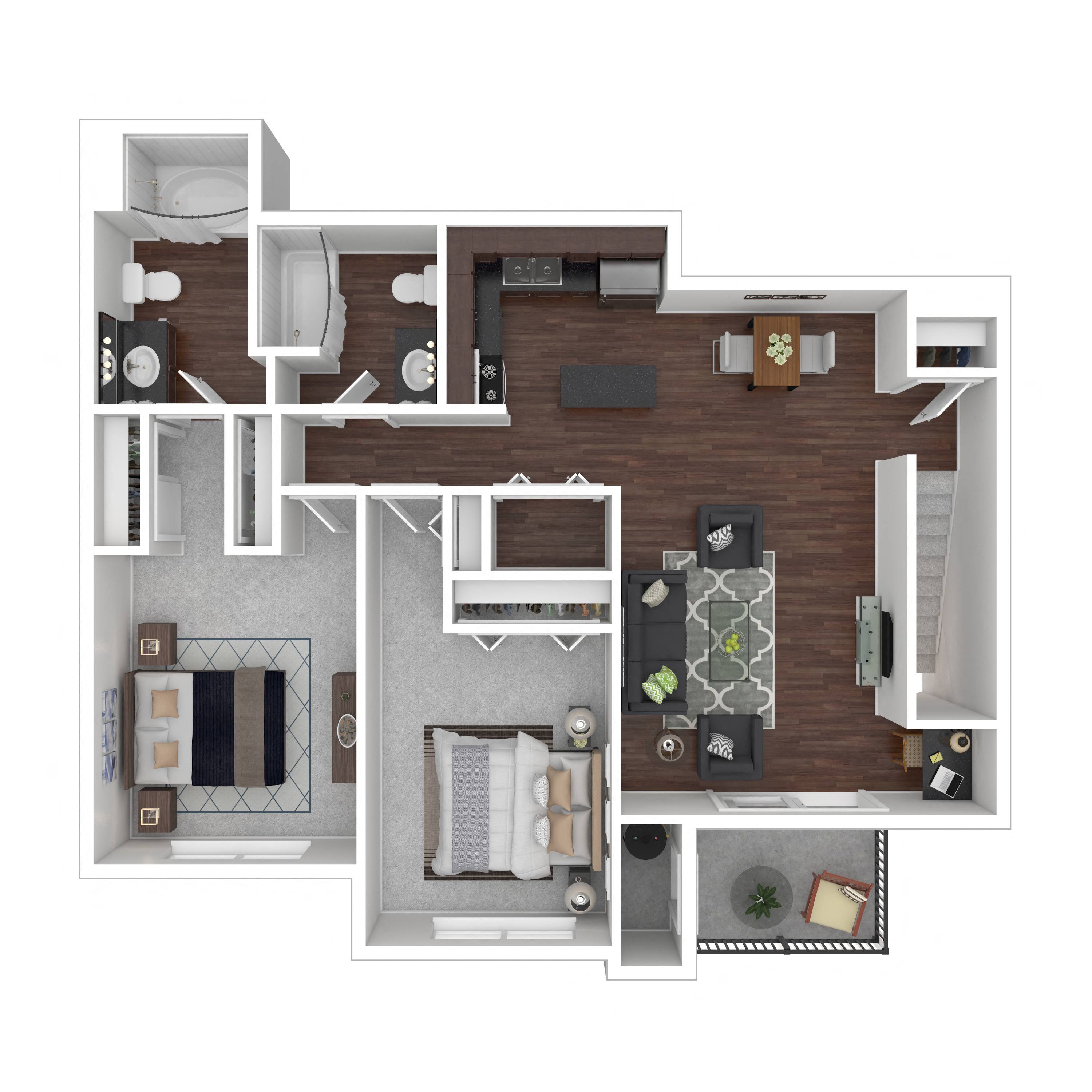 Floor plan layout diagram for 2B