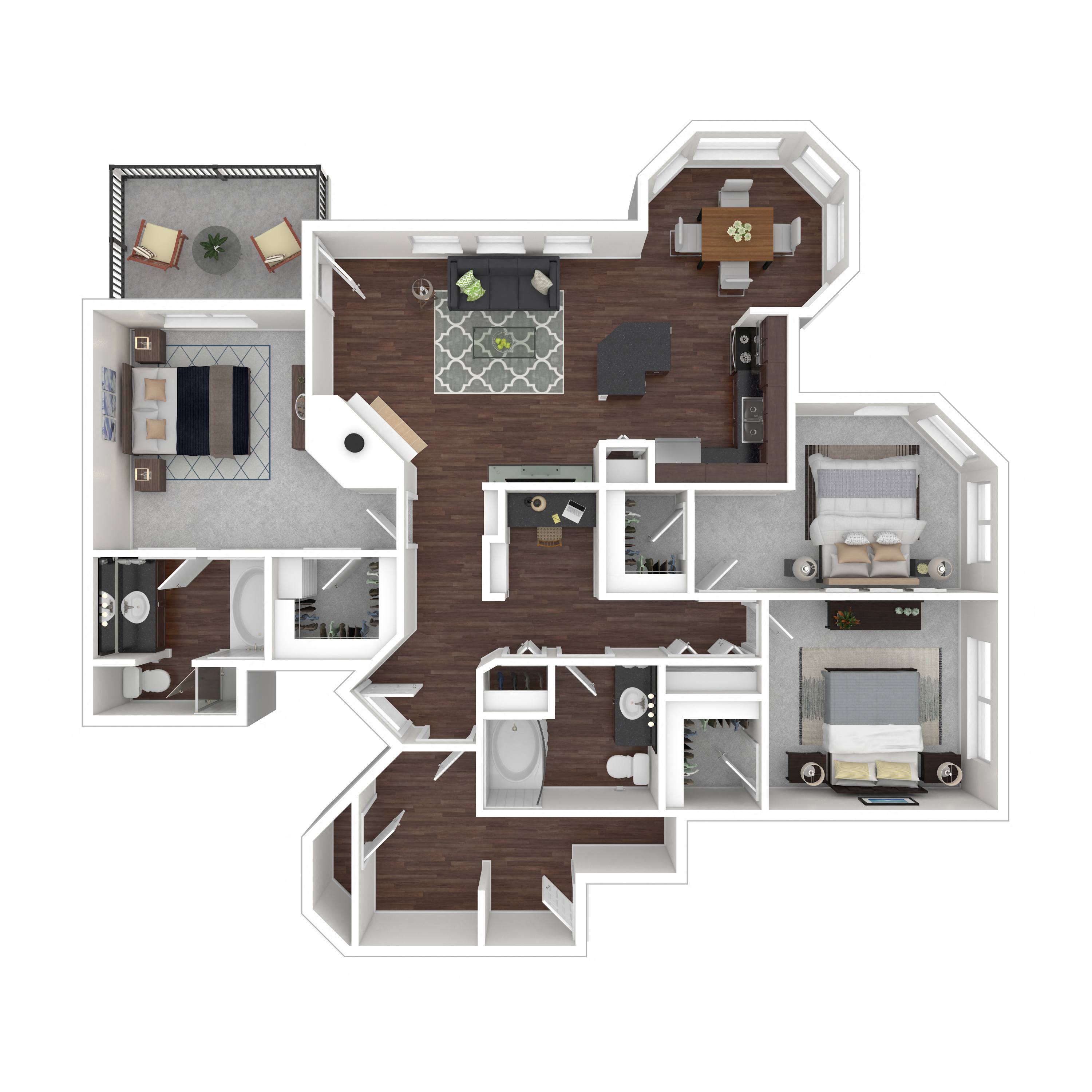 Floor plan layout diagram for 3B