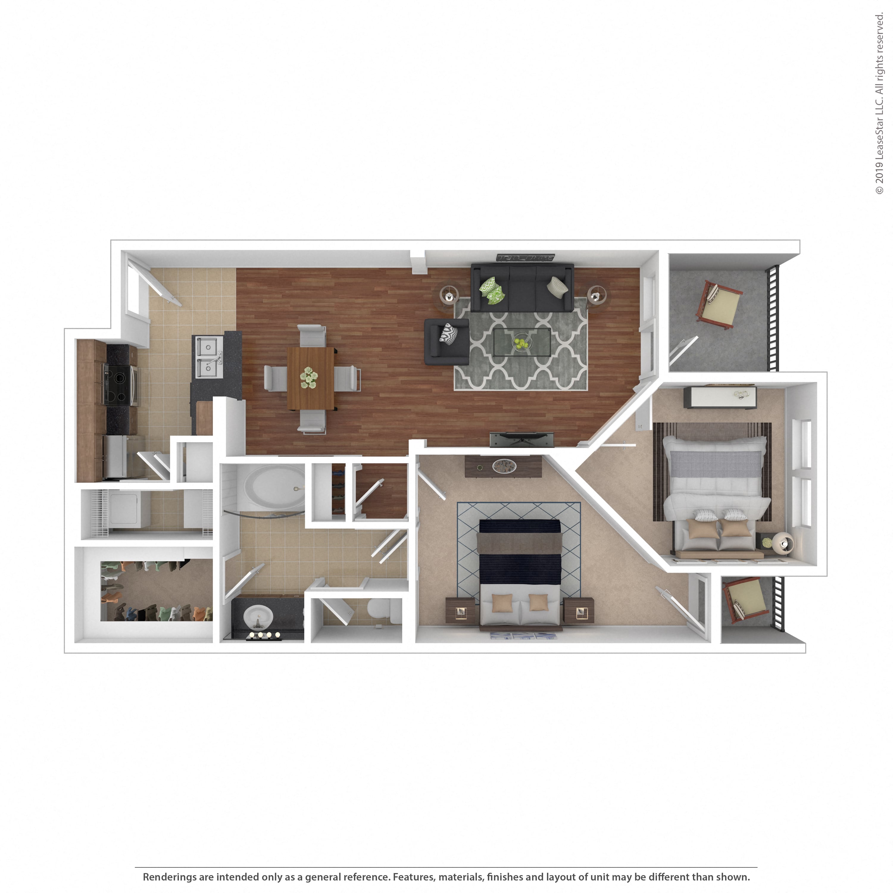 Floor plan layout diagram for 1B