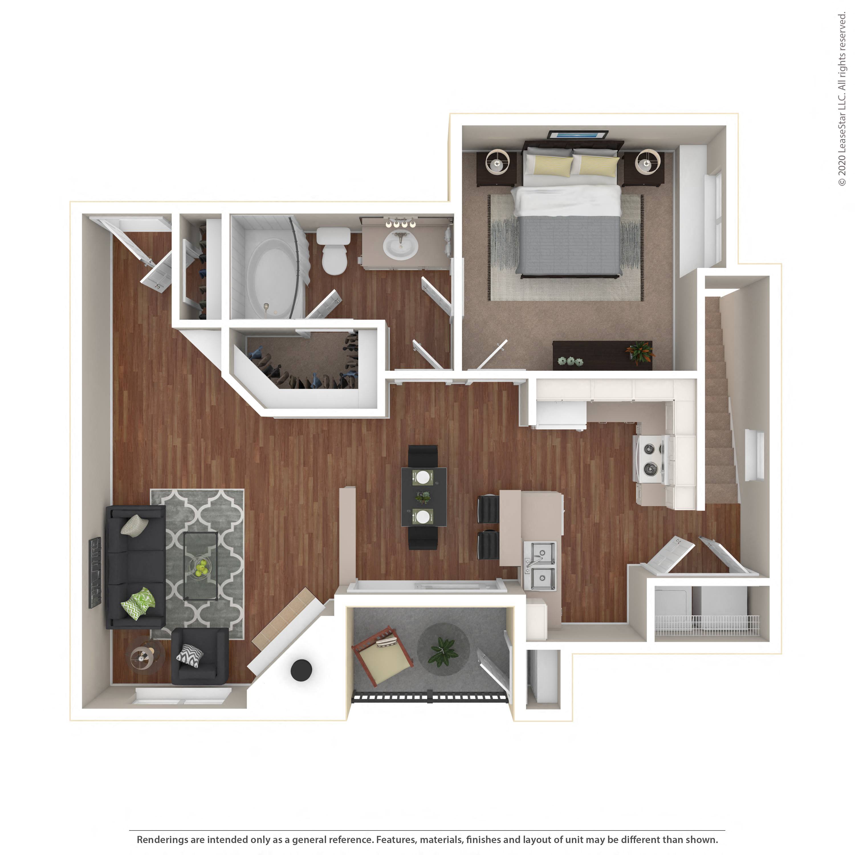 Floor plan layout diagram for 1B-Garage