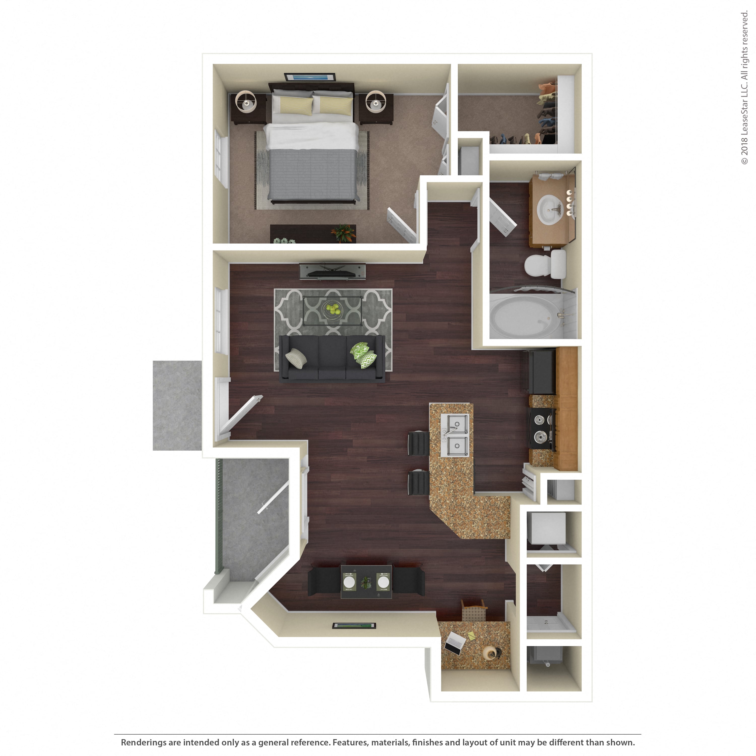 Floor plan layout diagram for 1B