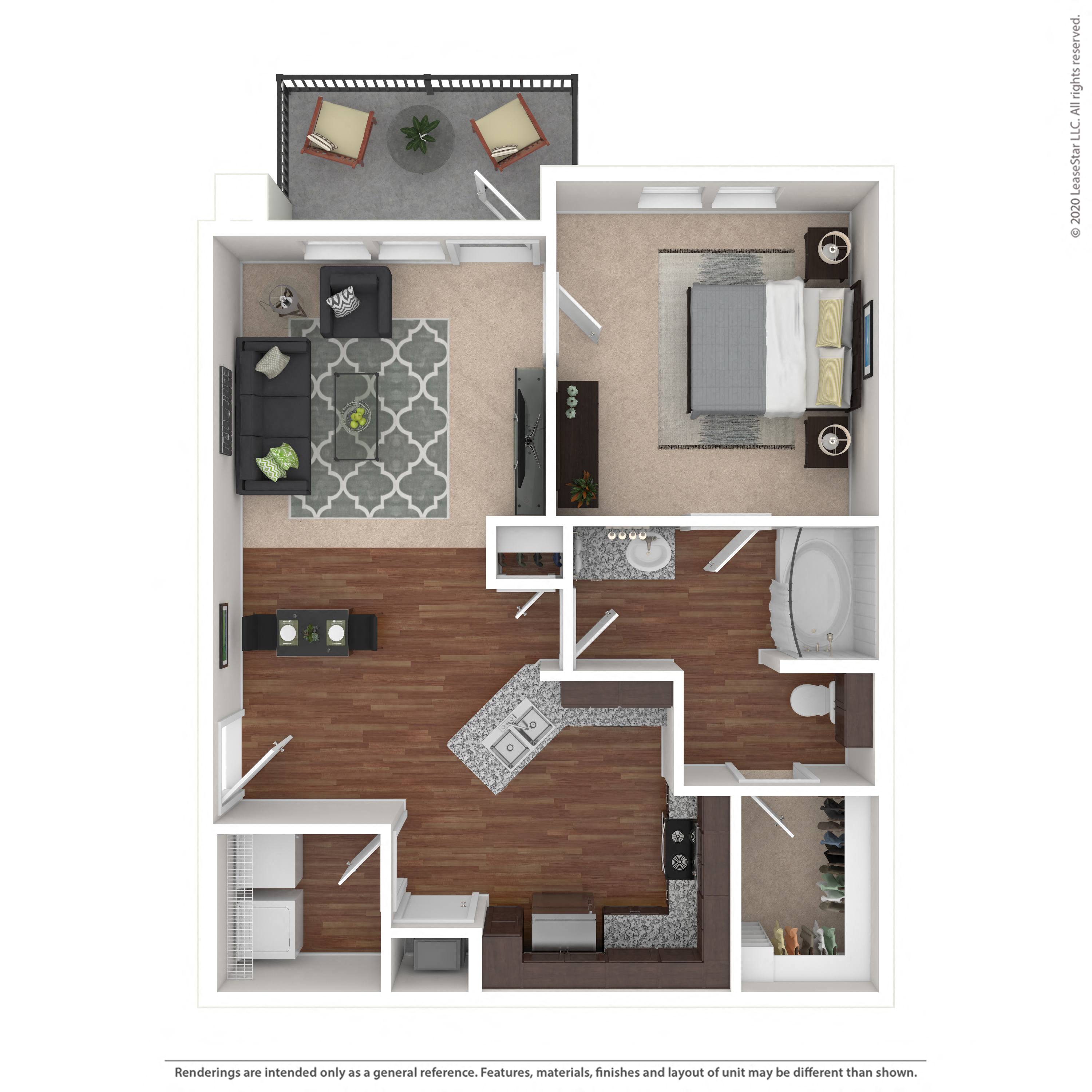 Floor plan layout diagram for 1B