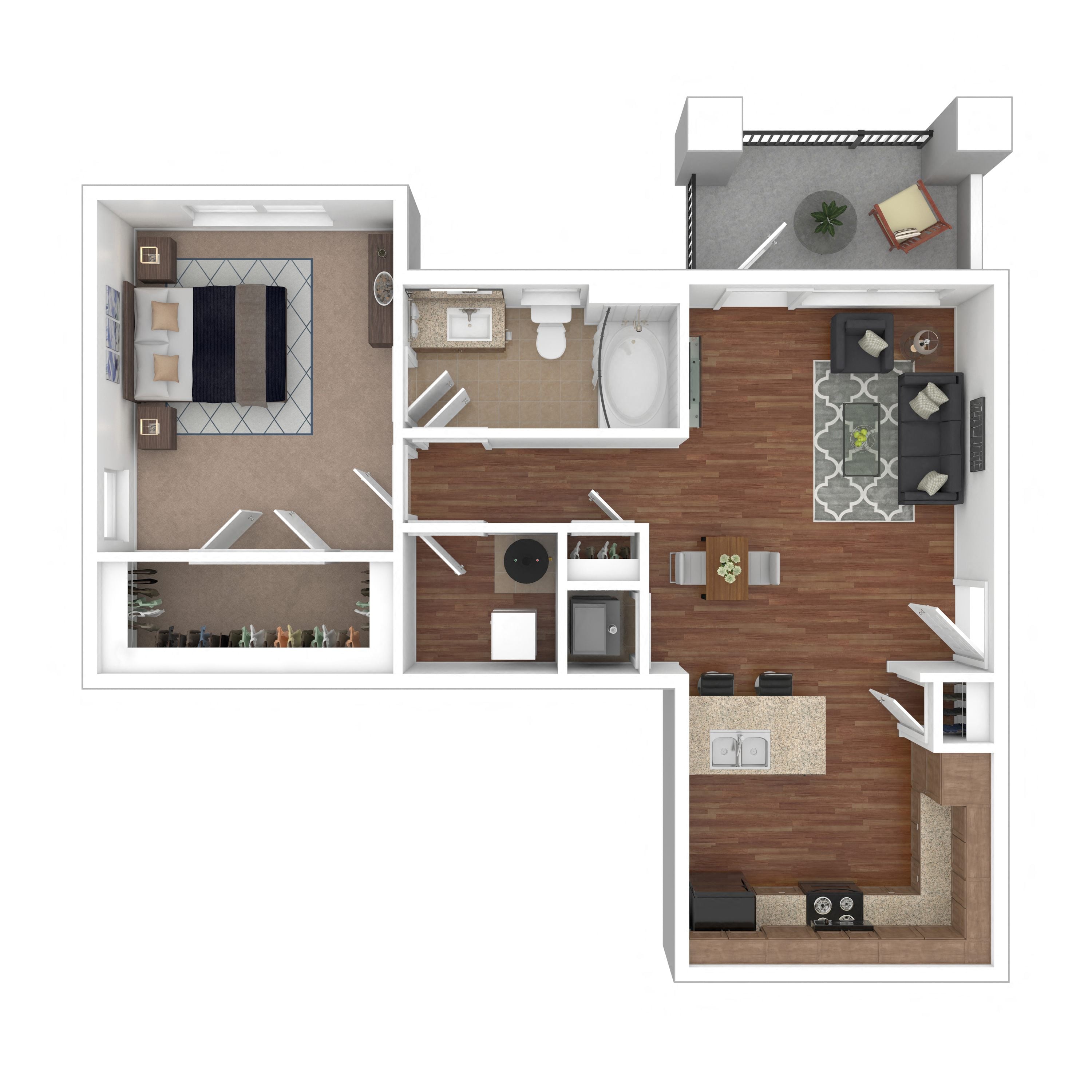 Floor plan layout diagram for 1B