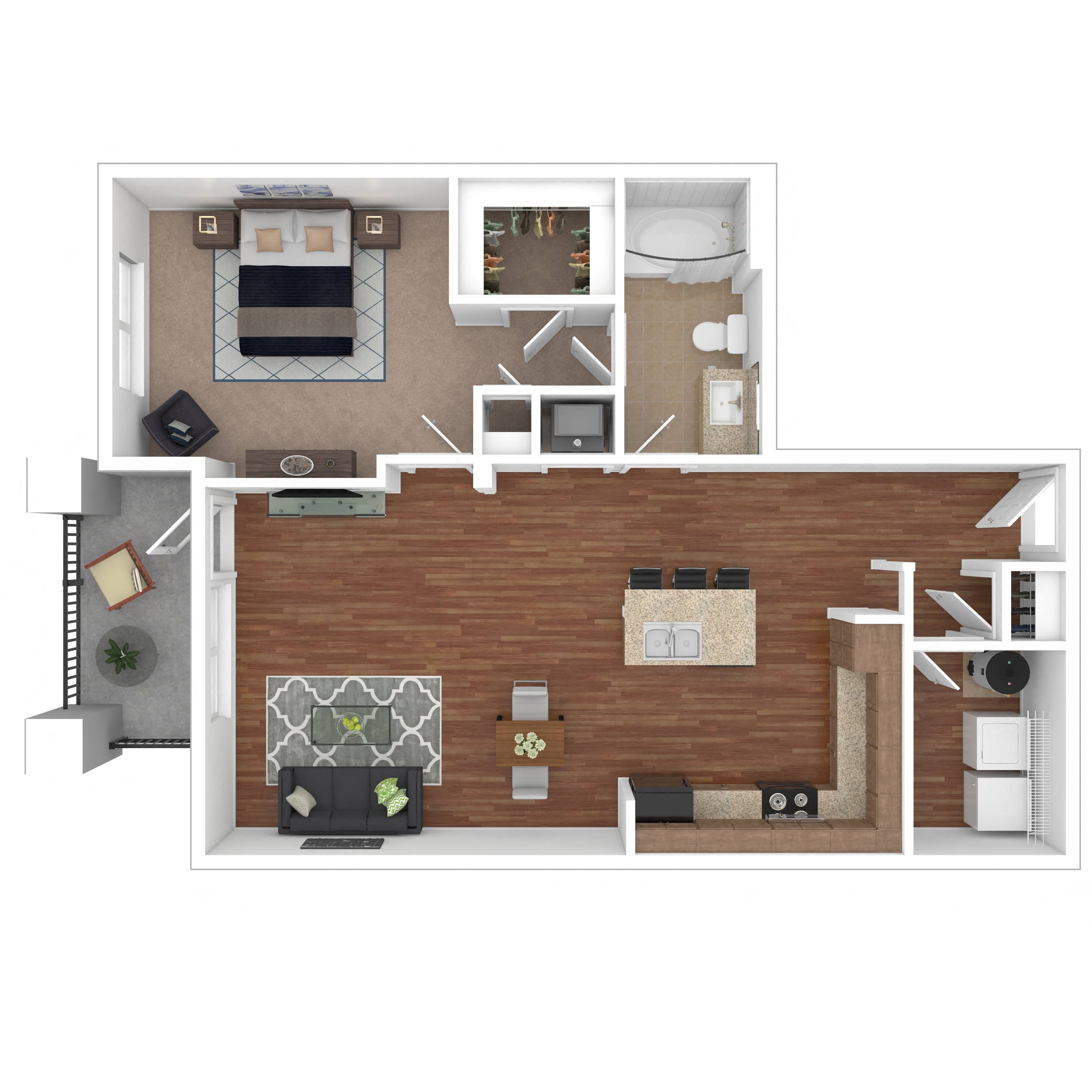Floor plan layout diagram for 1E