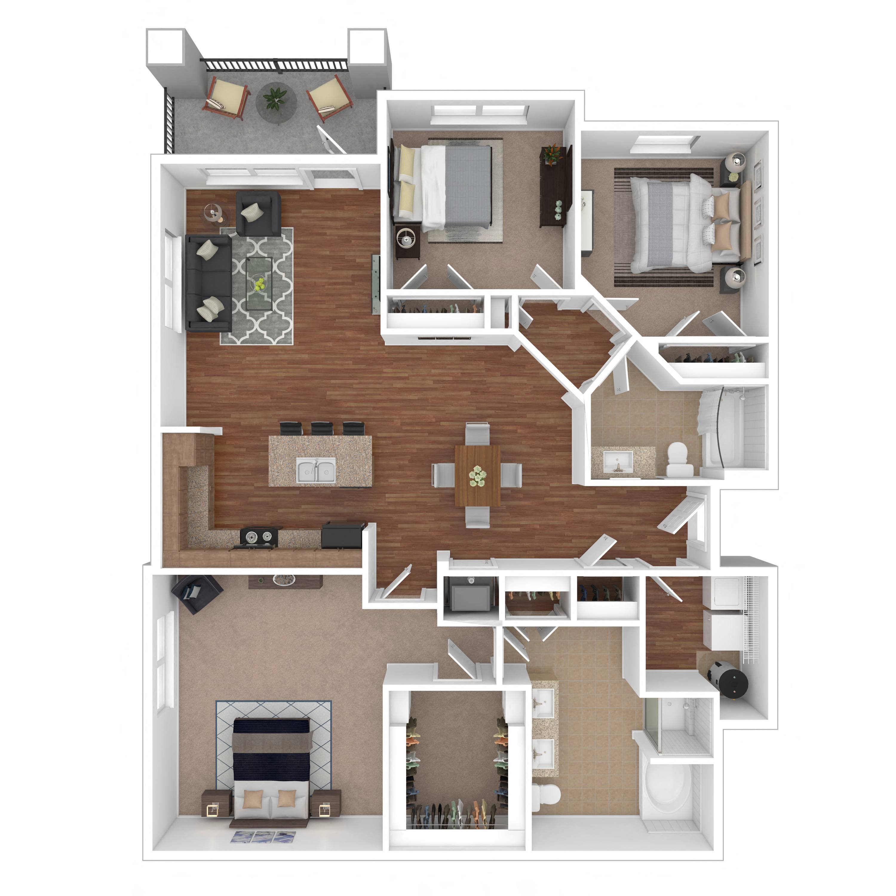 Floor plan layout diagram for 3B