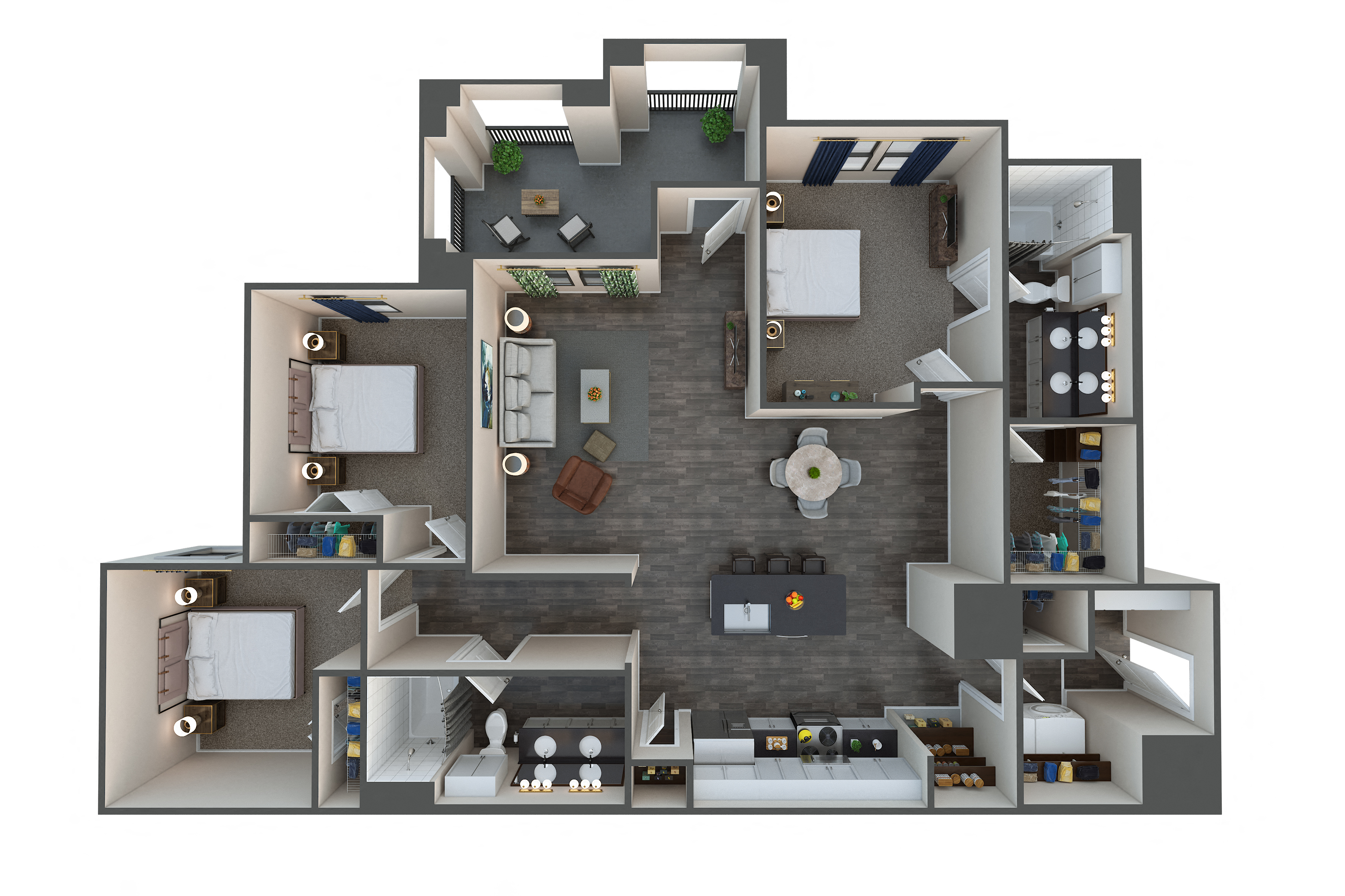 Floor plan layout diagram for 3B