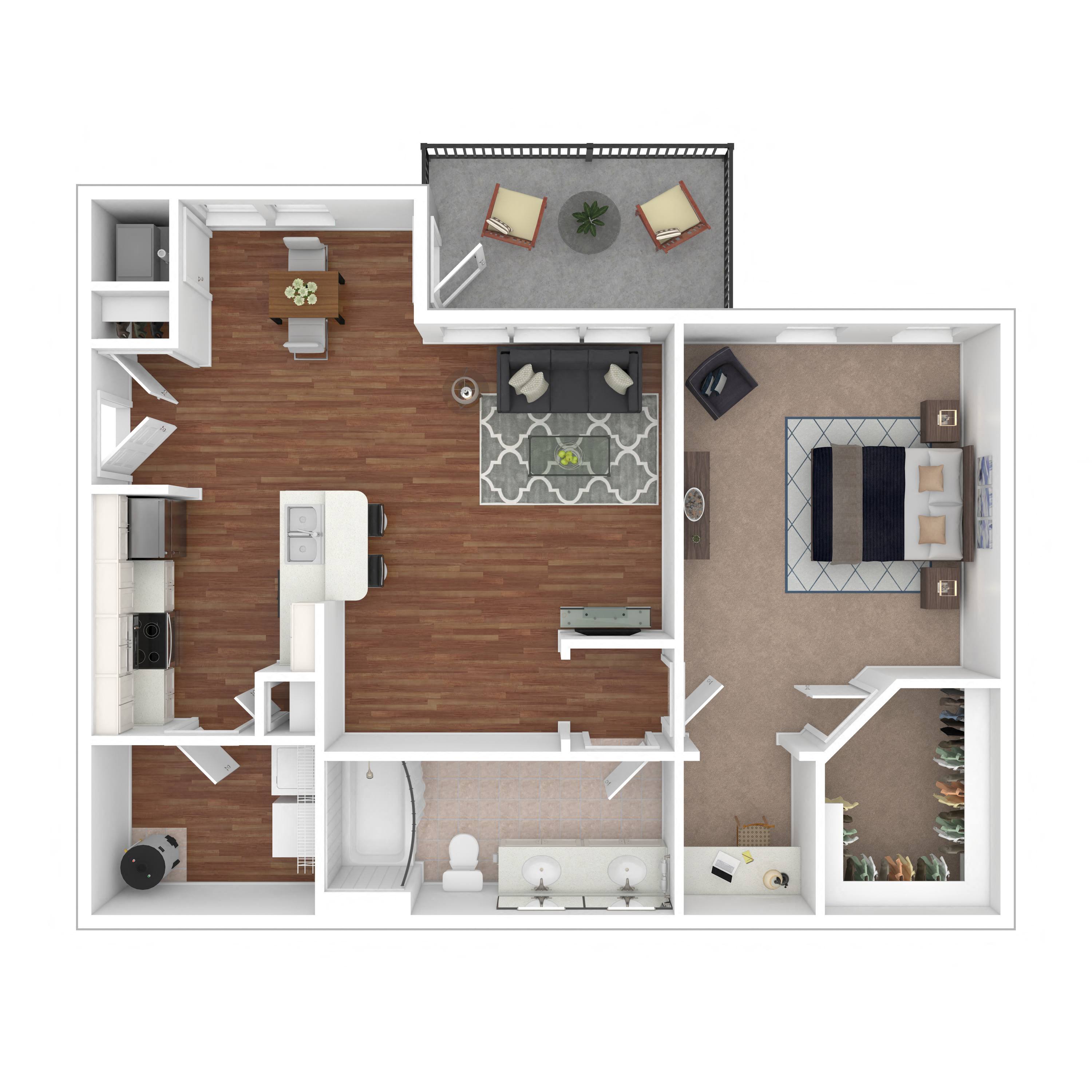 Floor plan layout diagram for 1B