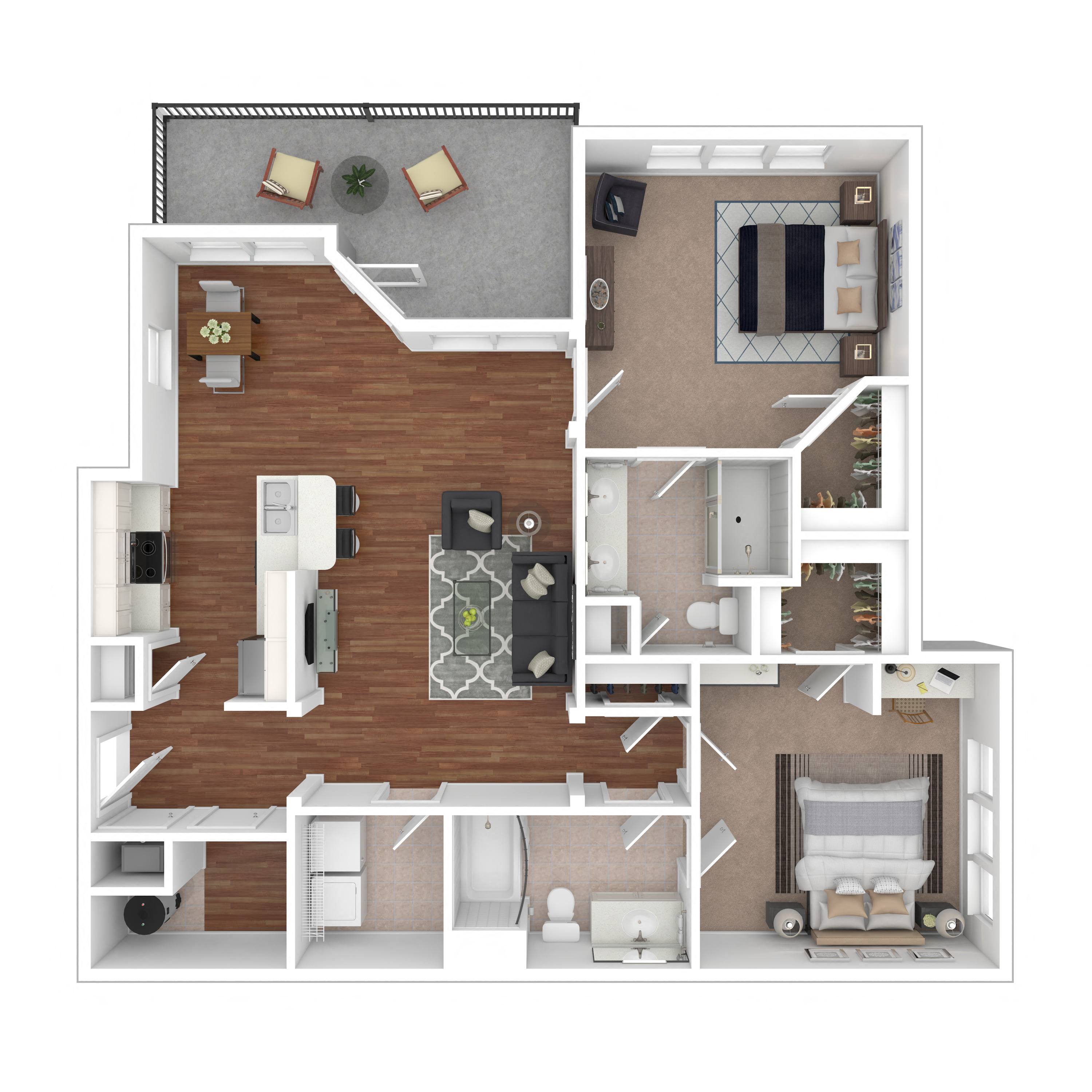 Floor plan layout diagram for 2B