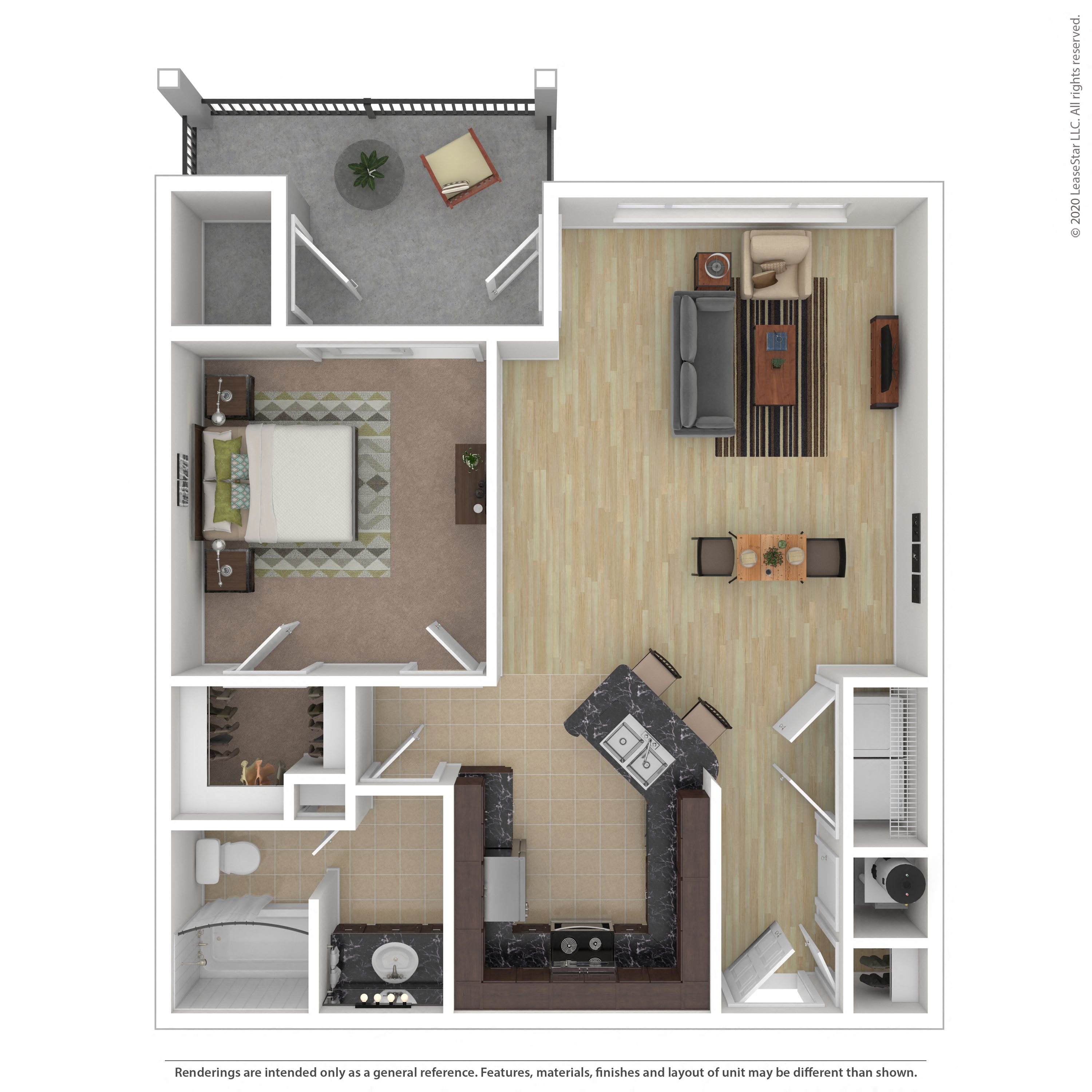 Floor plan layout diagram for 1B
