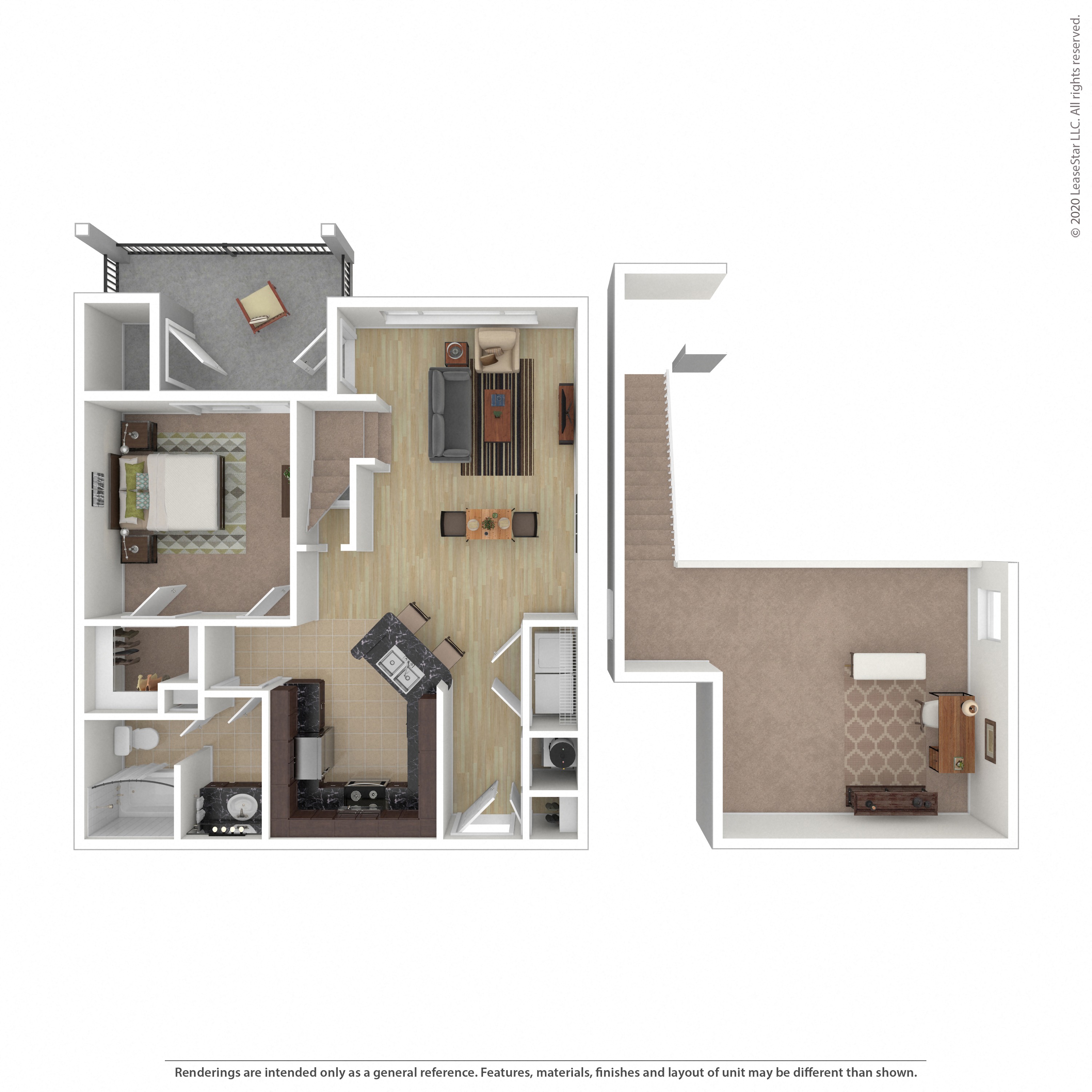 Floor plan layout diagram for 1B-Loft