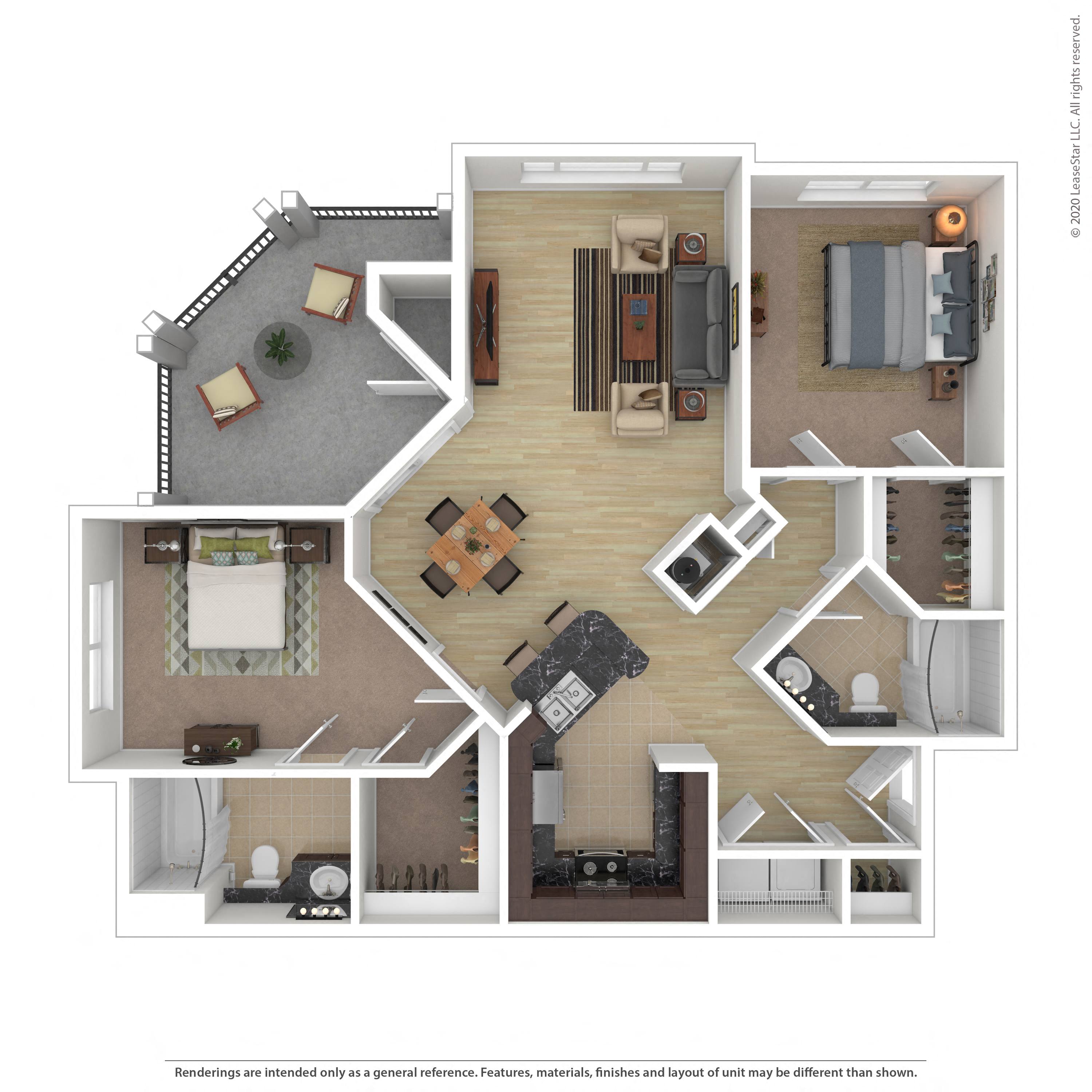 Floor plan layout diagram for 2B