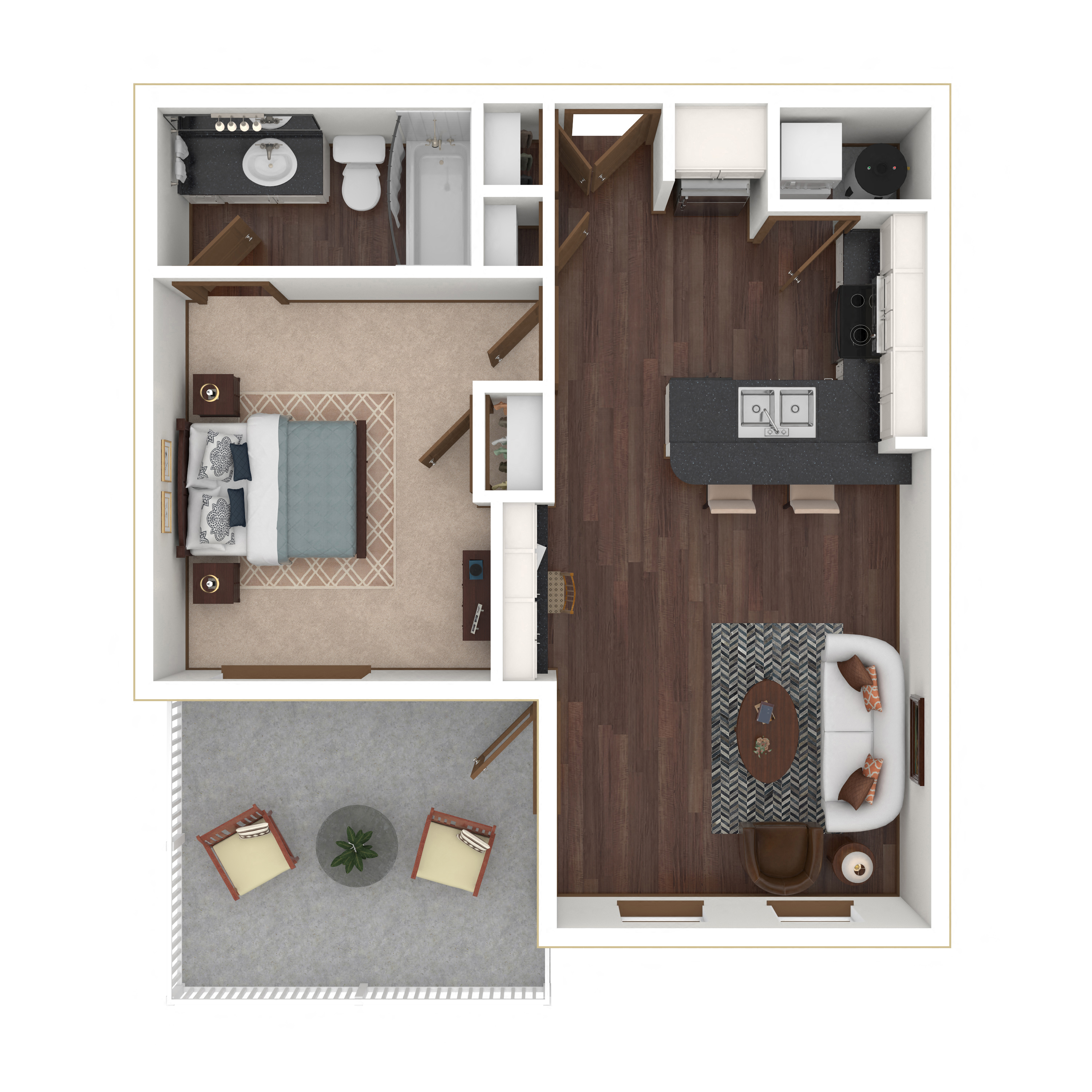 Floor plan layout diagram for 1B-R