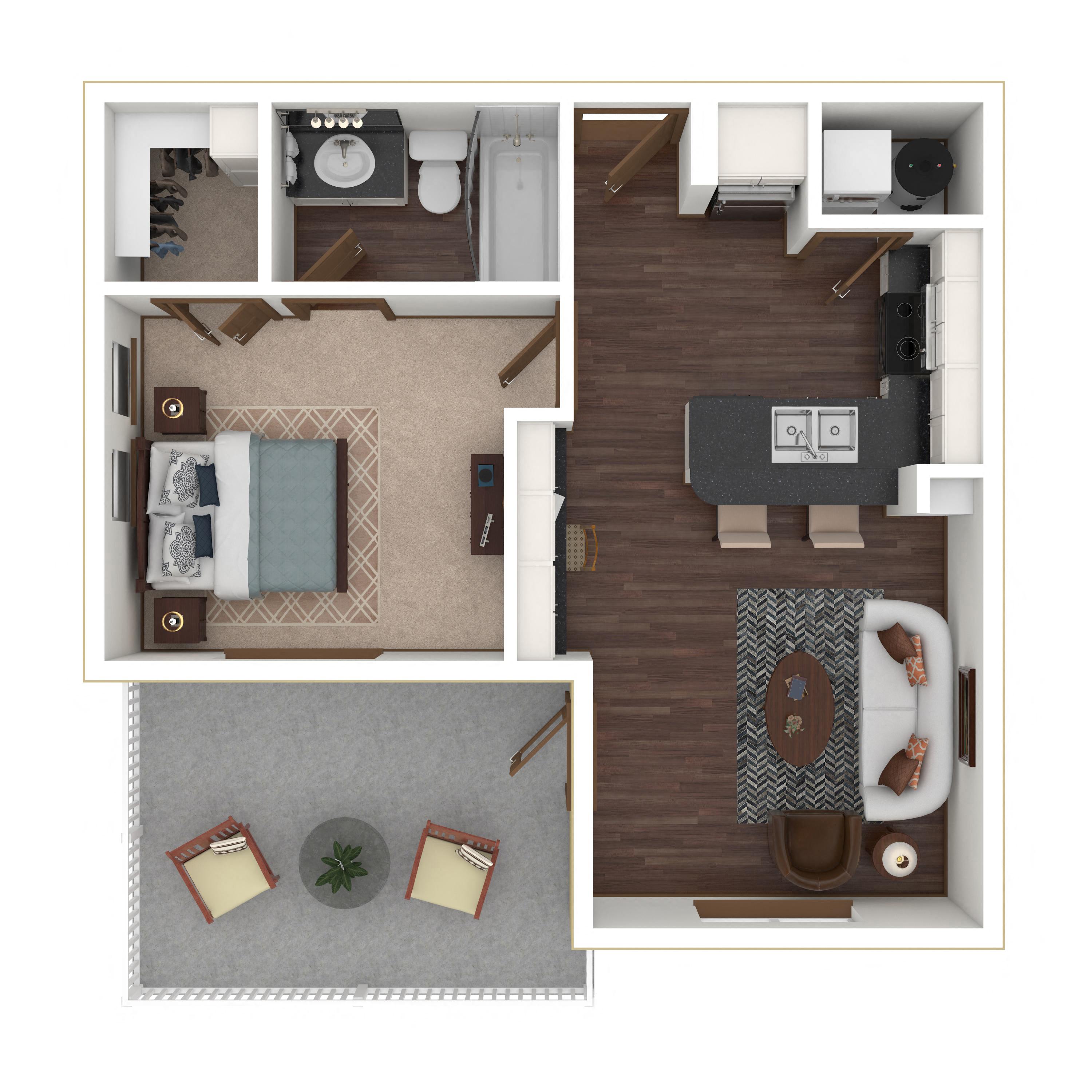 Floor plan layout diagram for 1B