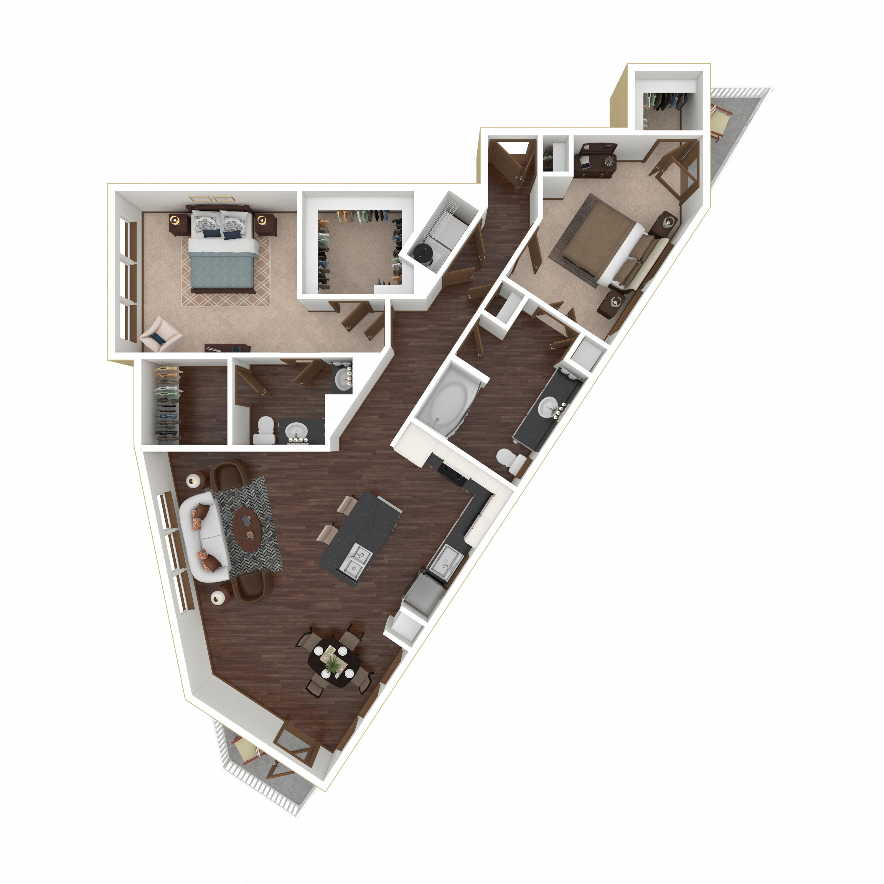 Floor plan layout diagram for 2B