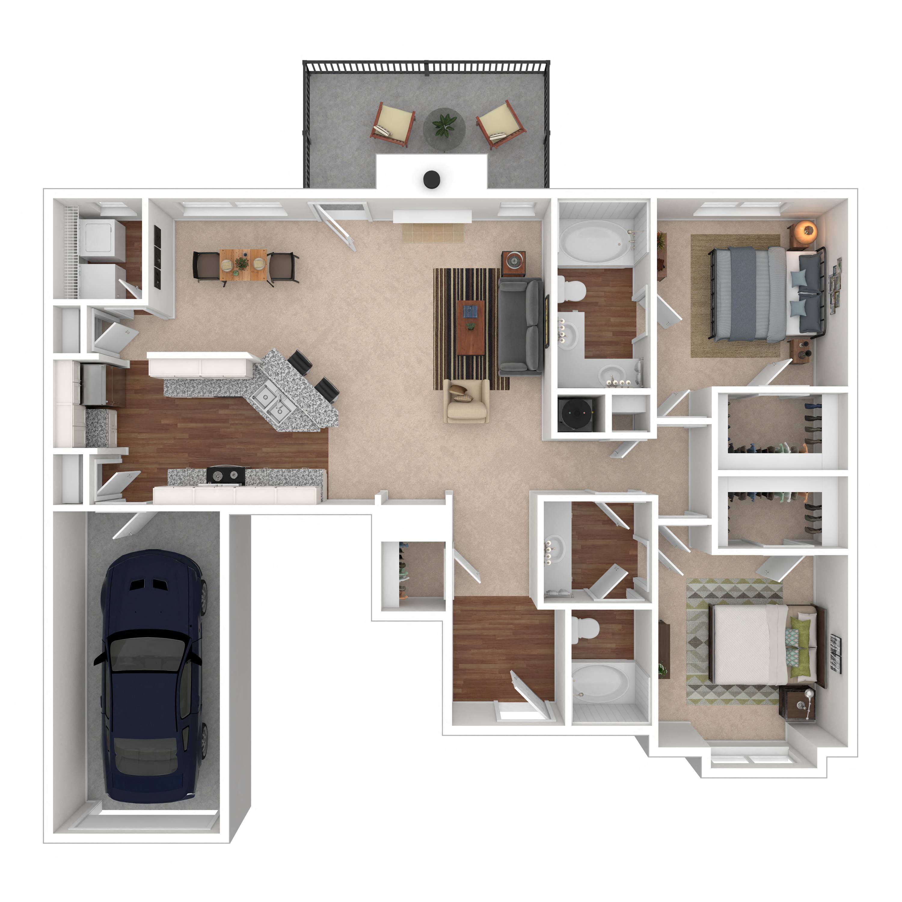 Floor plan layout diagram for 2B