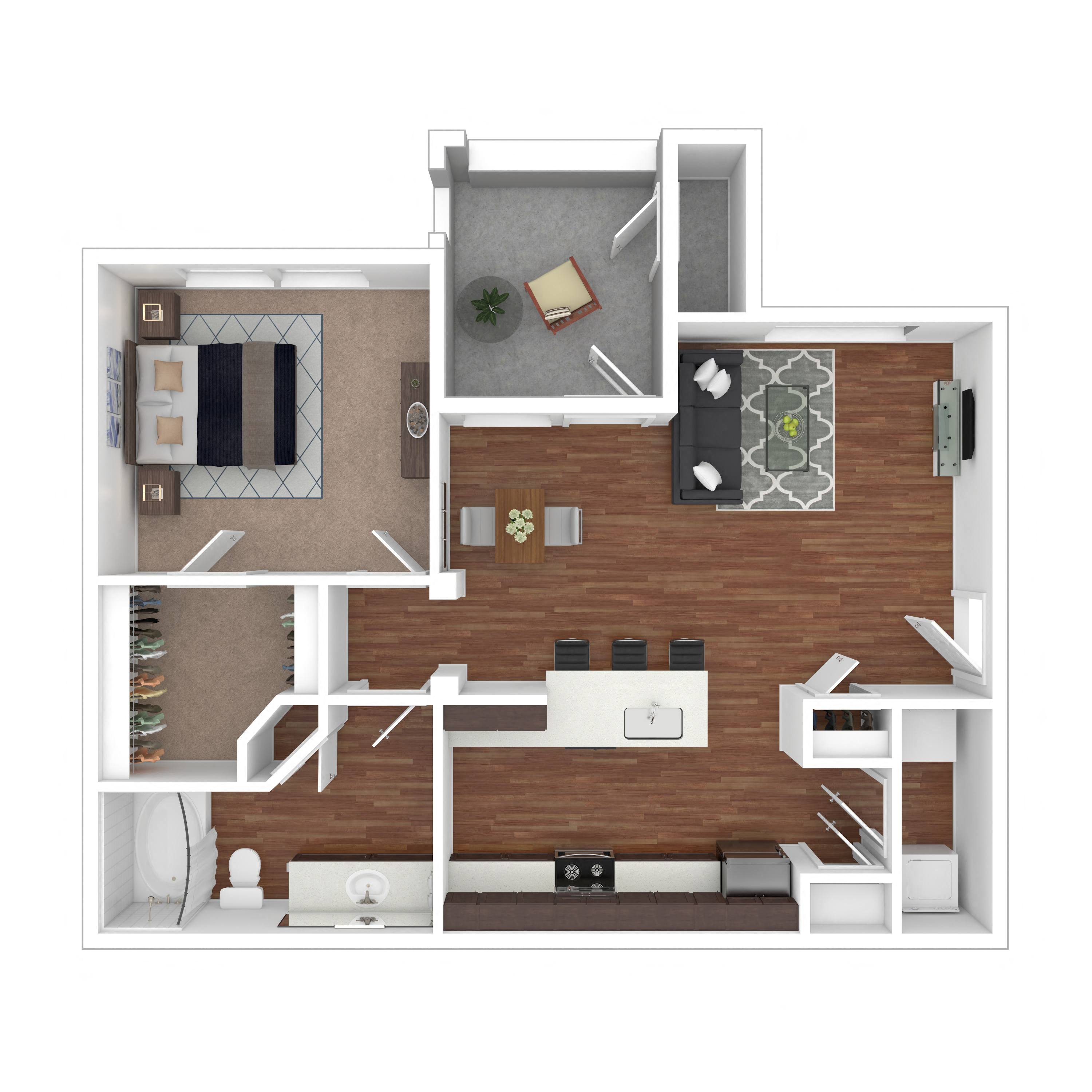 Floor plan layout diagram for 1B