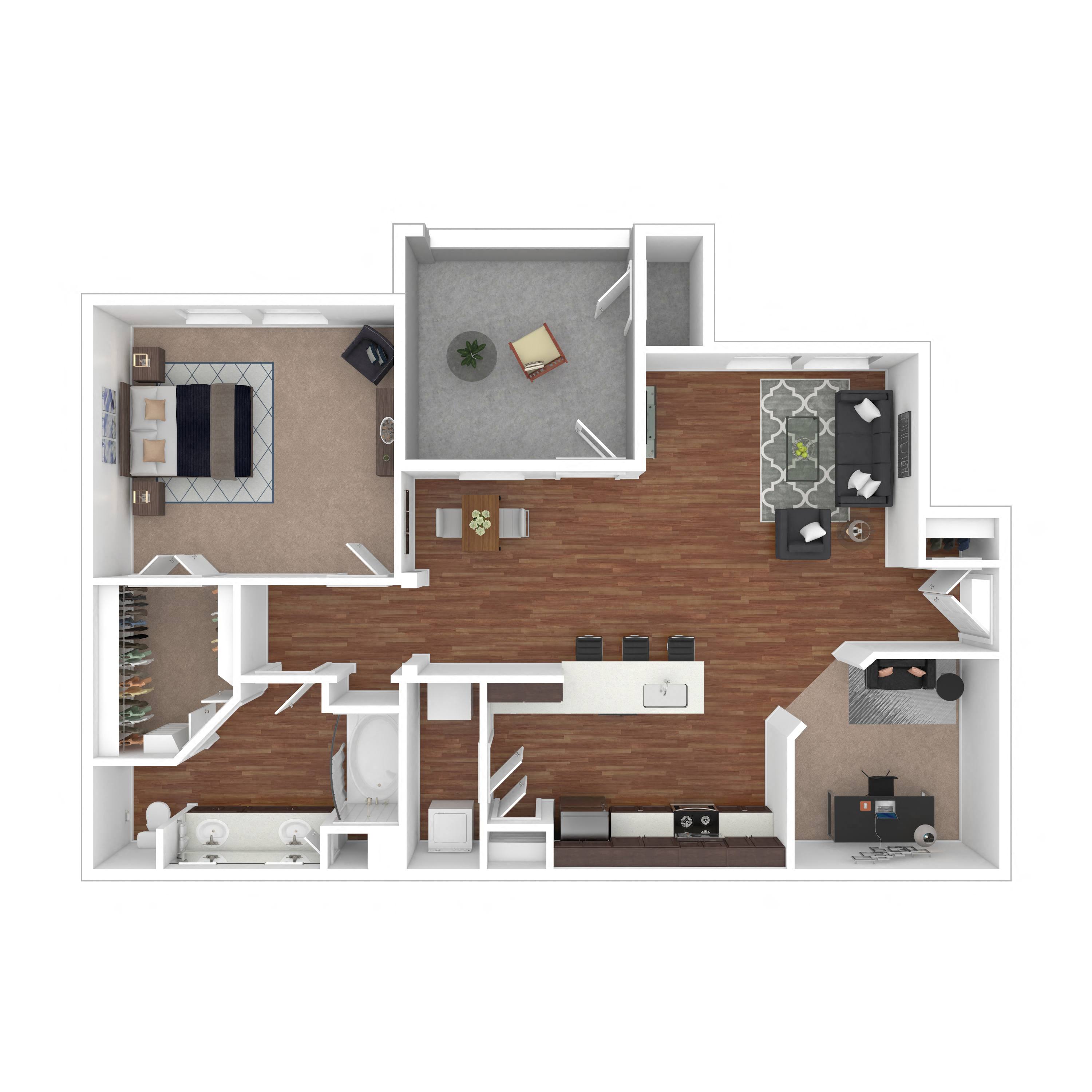 Floor plan layout diagram for 1E