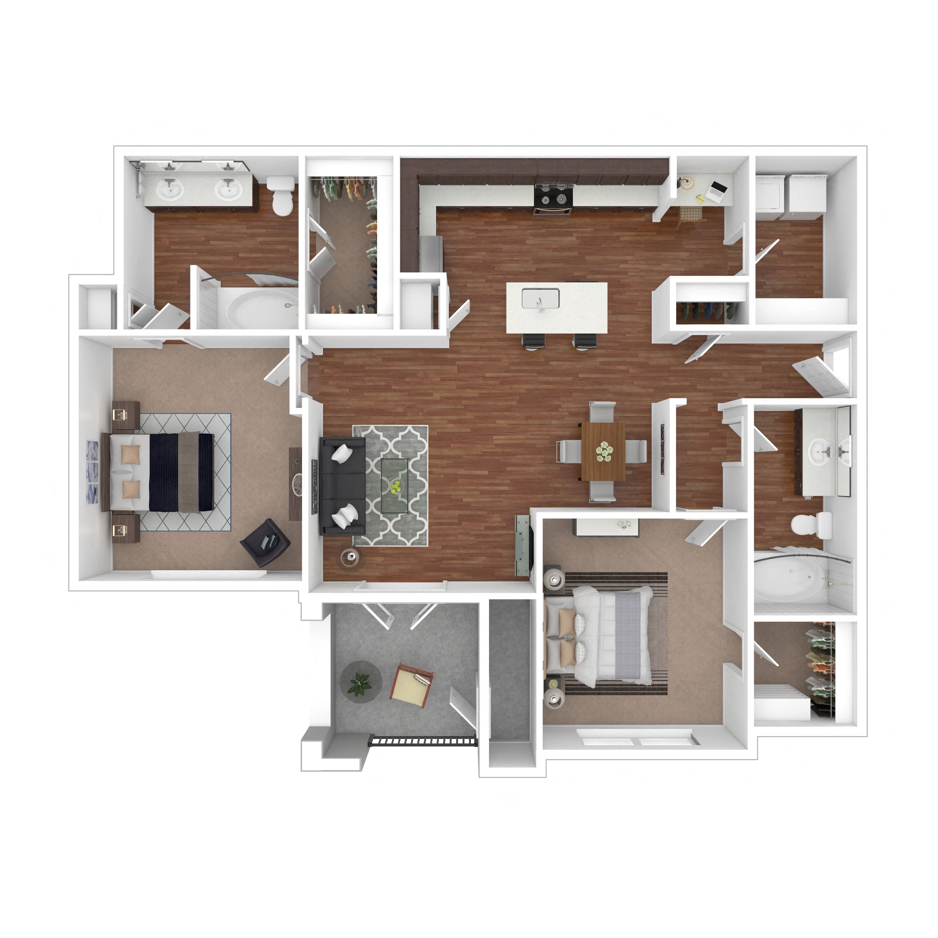 Floor plan layout diagram for 2B