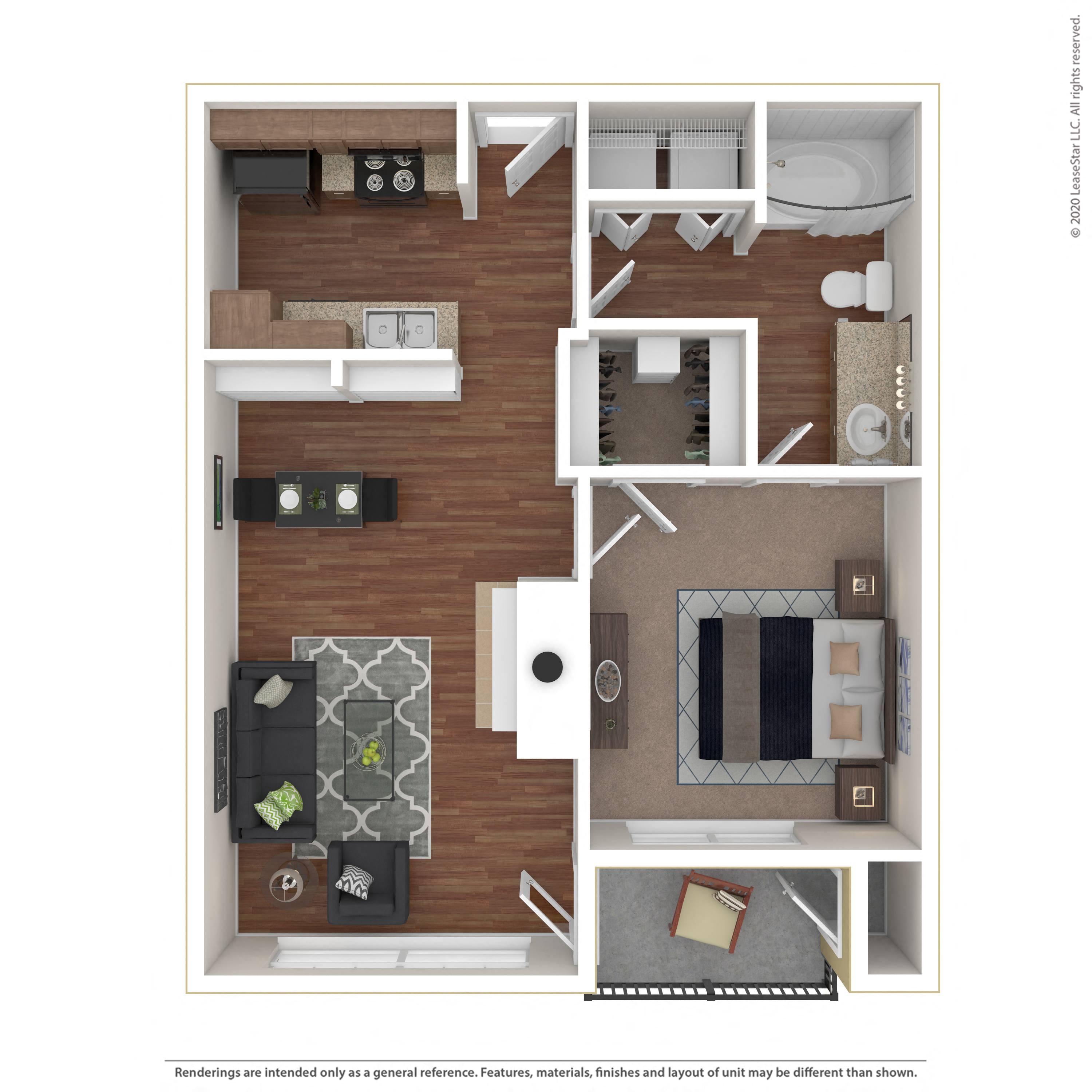 Floor plan layout diagram for 1B