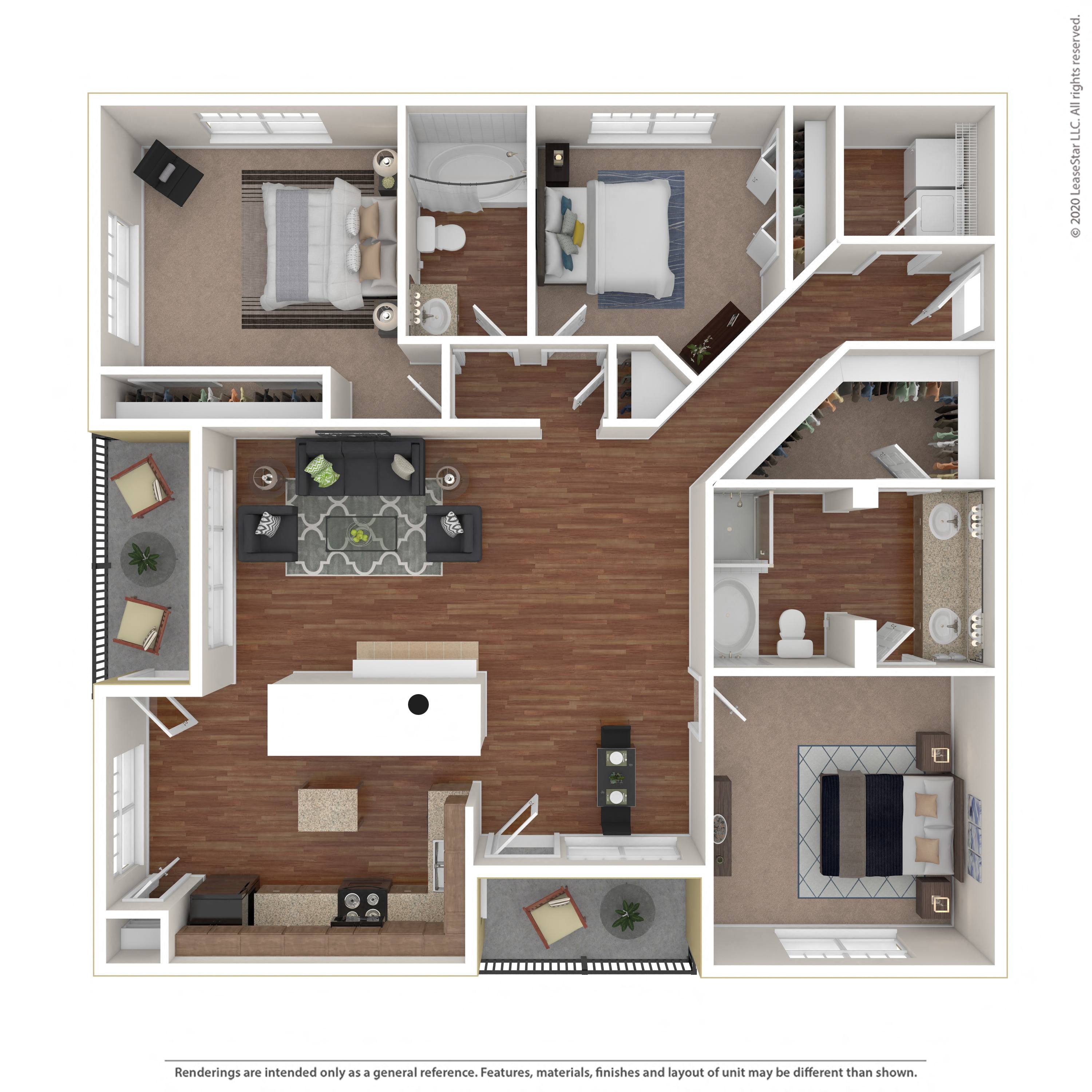 Floor plan layout diagram for 3B