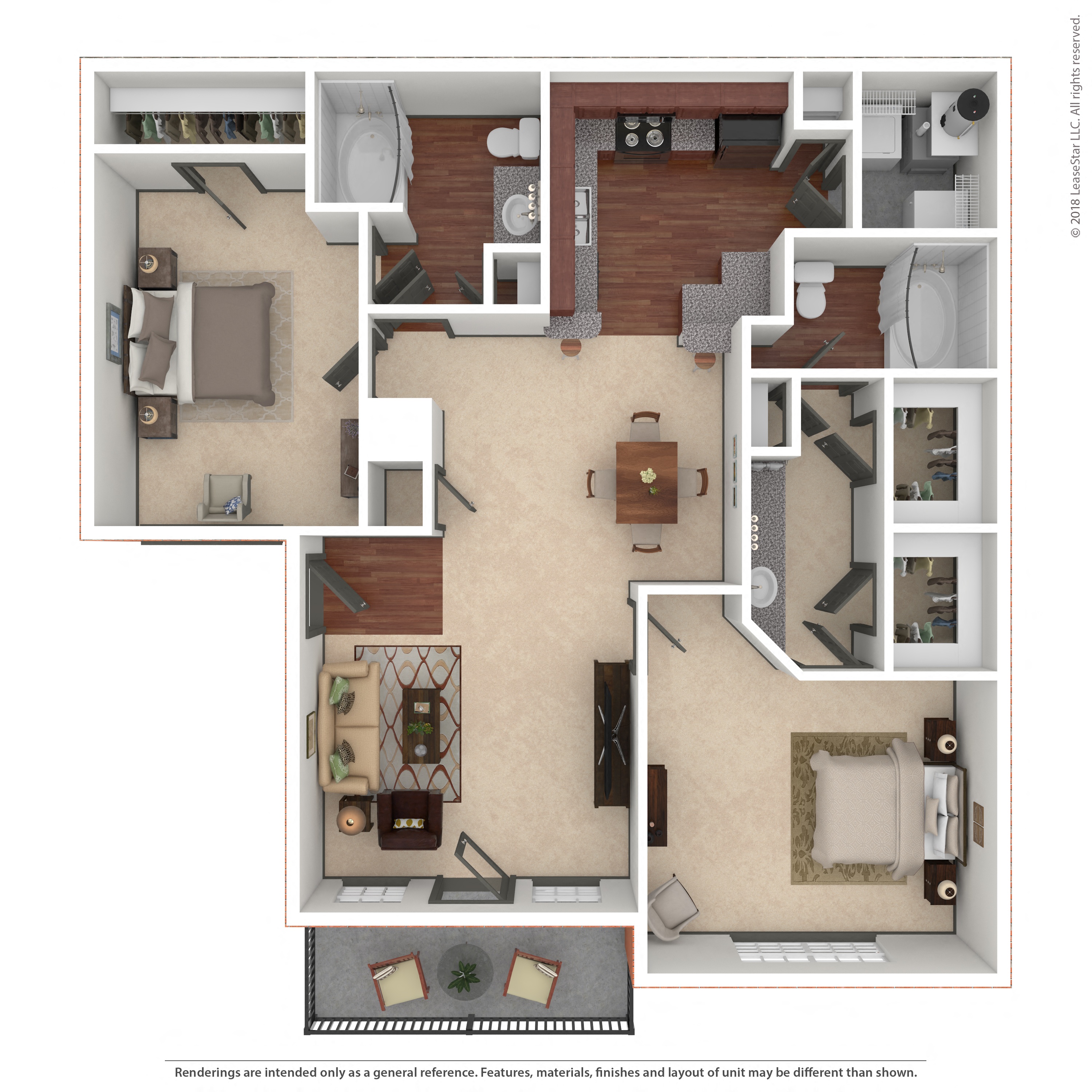 Floor plan layout diagram for 2B