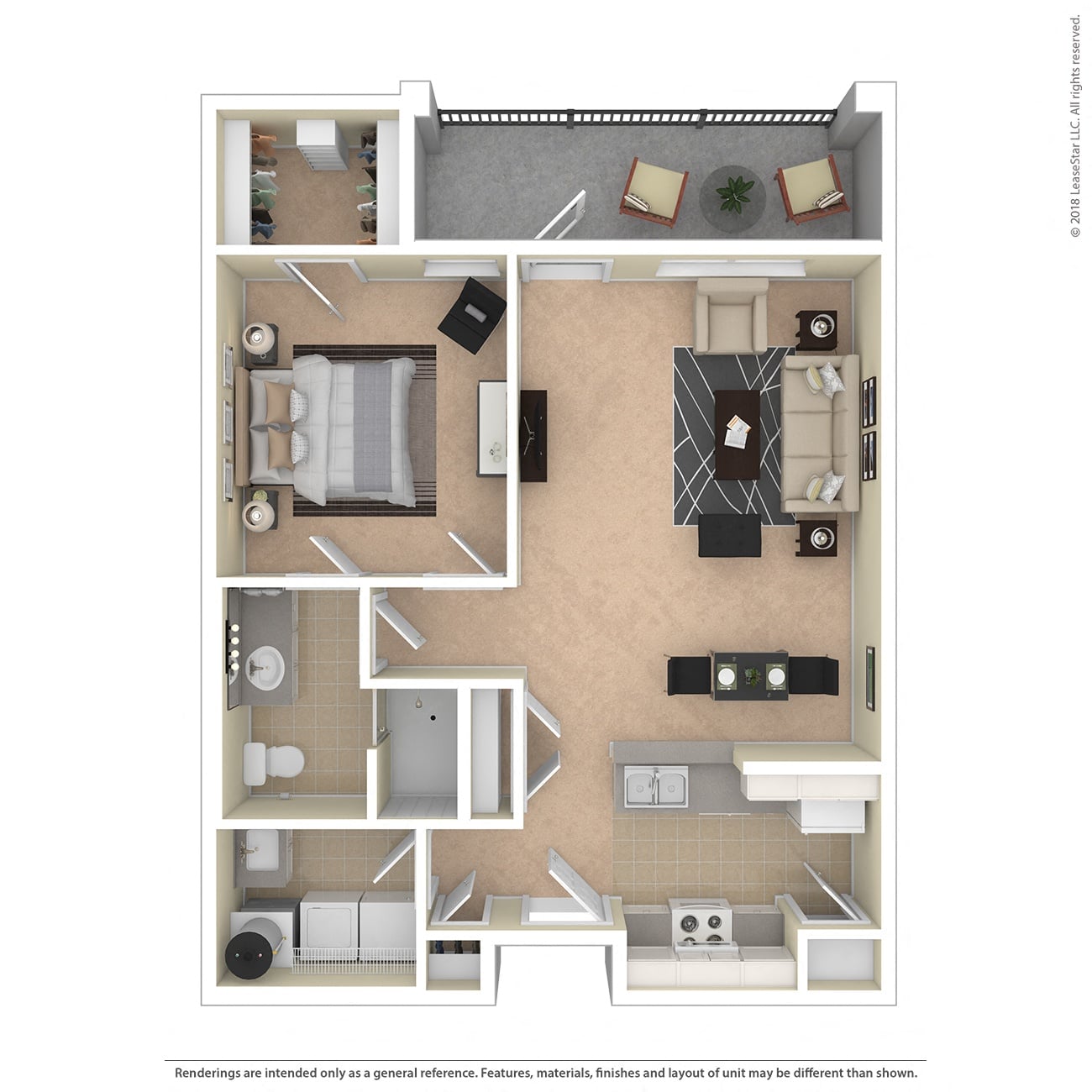 Floor plan layout diagram for 1B