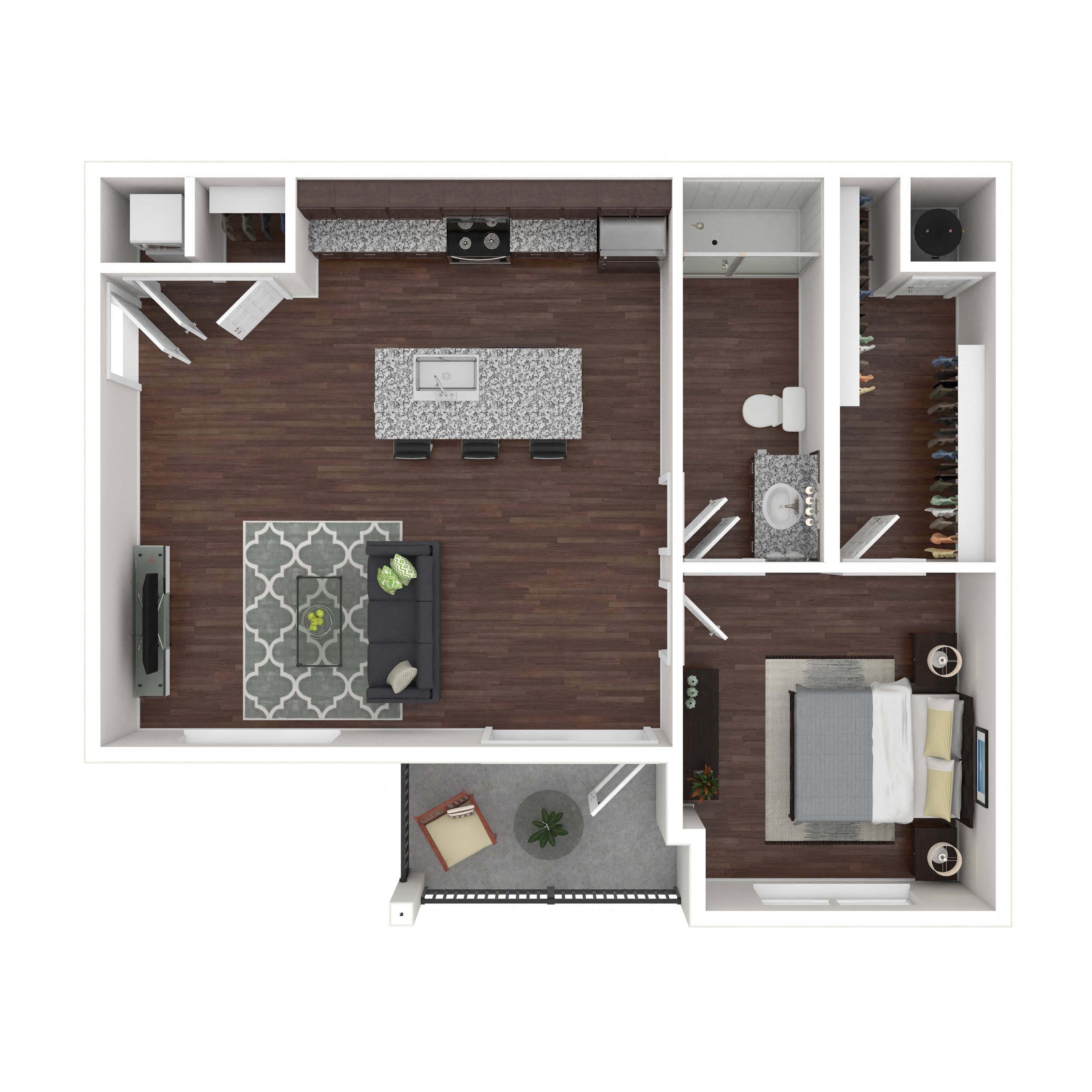 Floor plan layout diagram for 1B