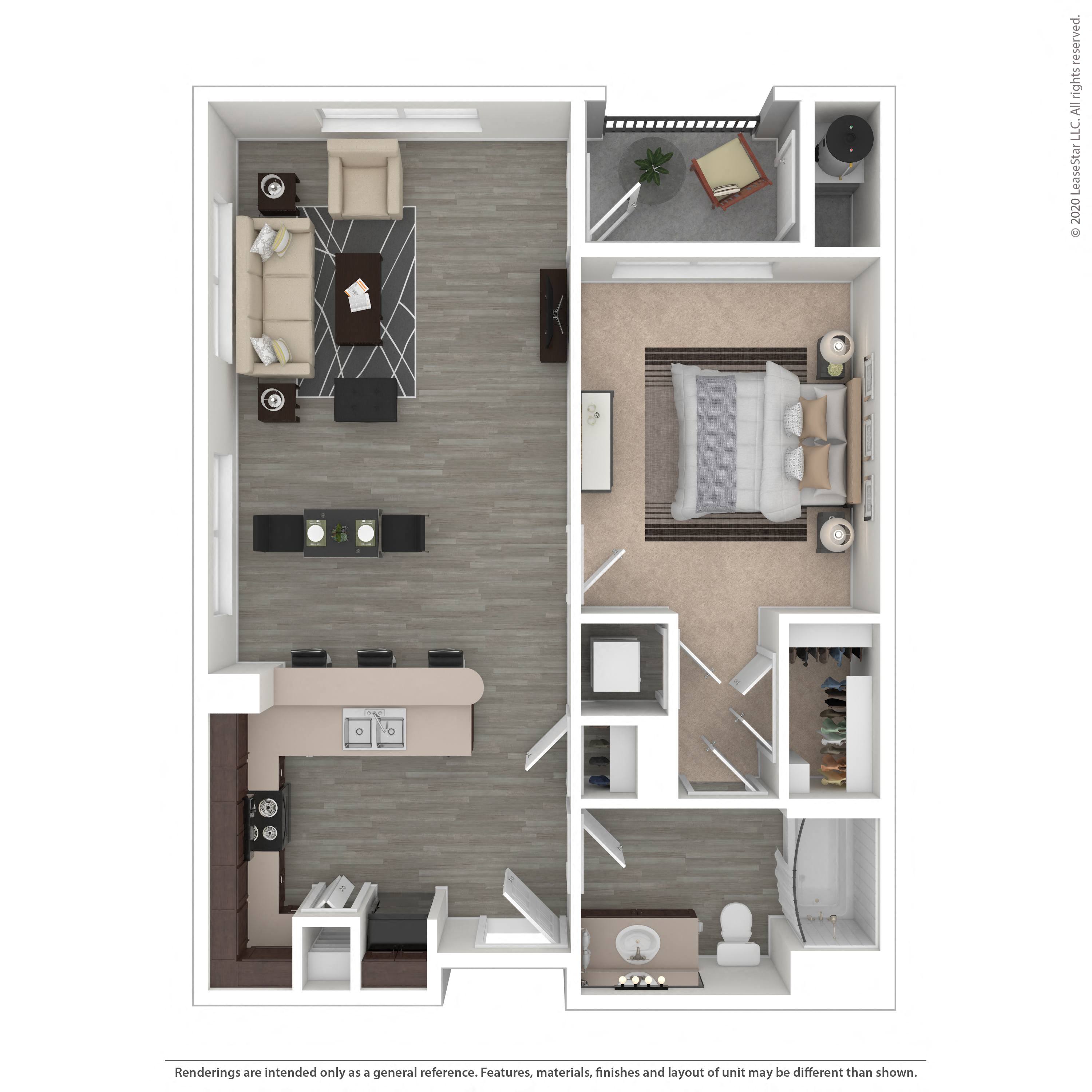 Floor plan layout diagram for 1B