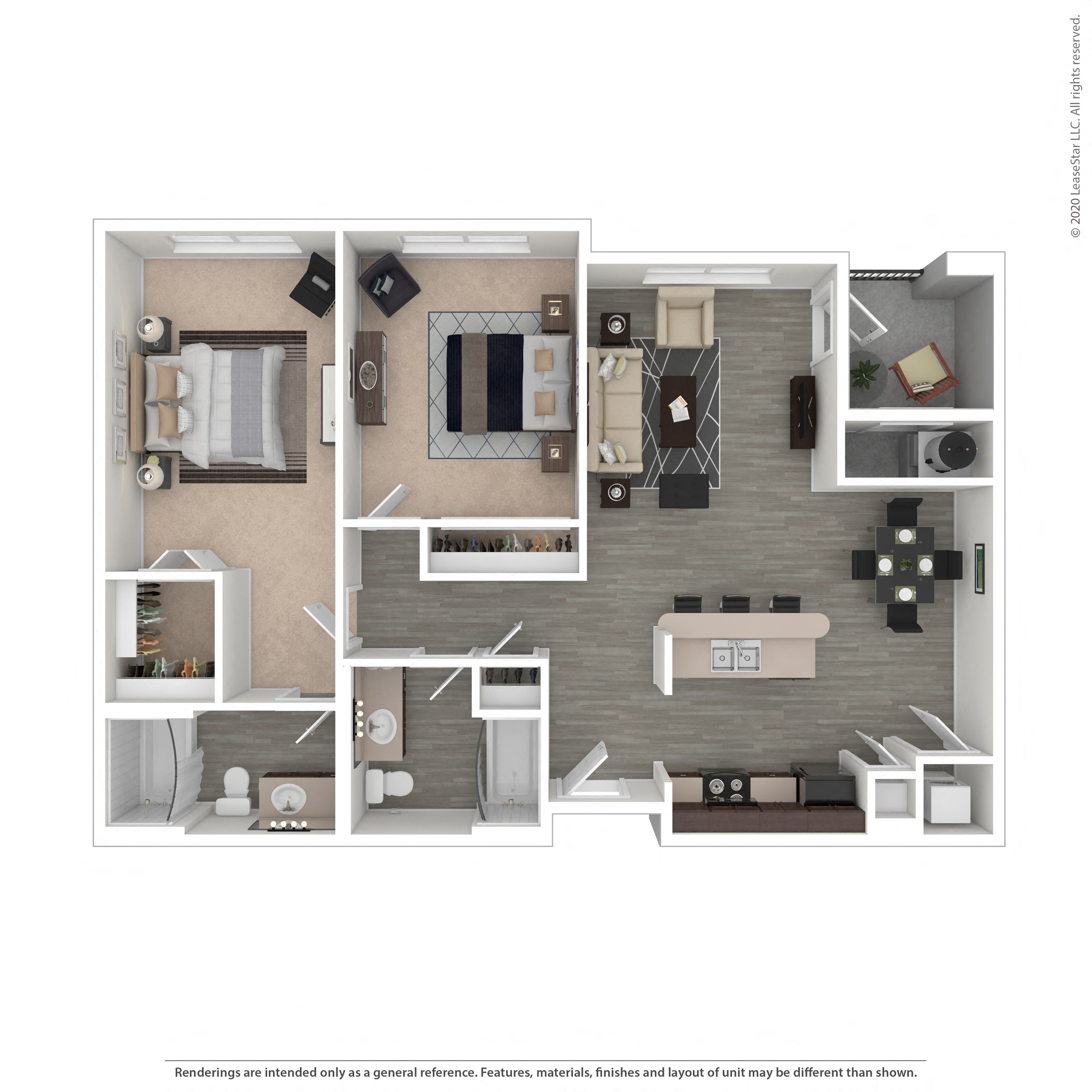 Floor plan layout diagram for 2B