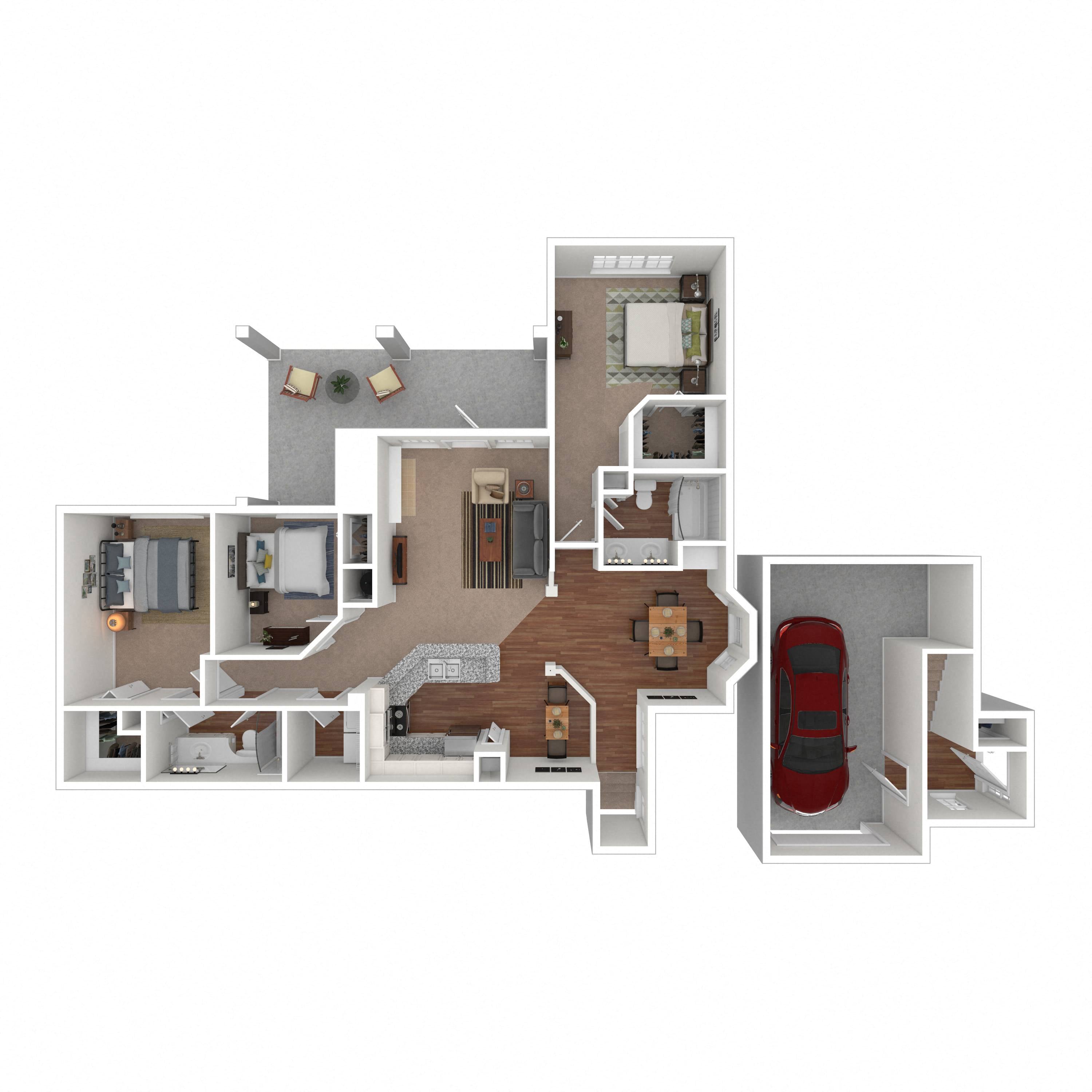 Floor plan layout diagram for 3B