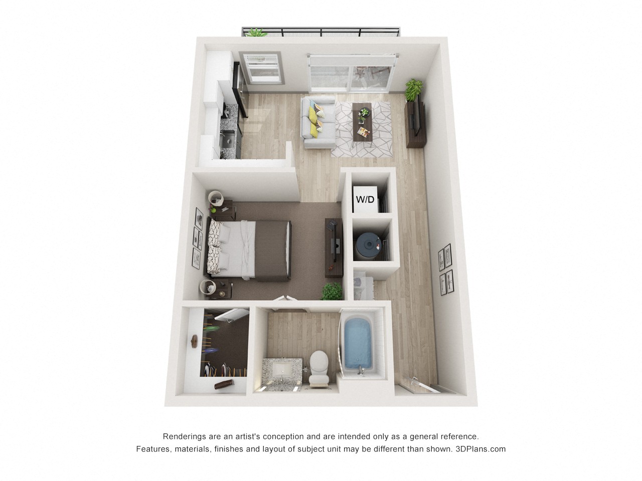 Floor plan layout diagram for 1B
