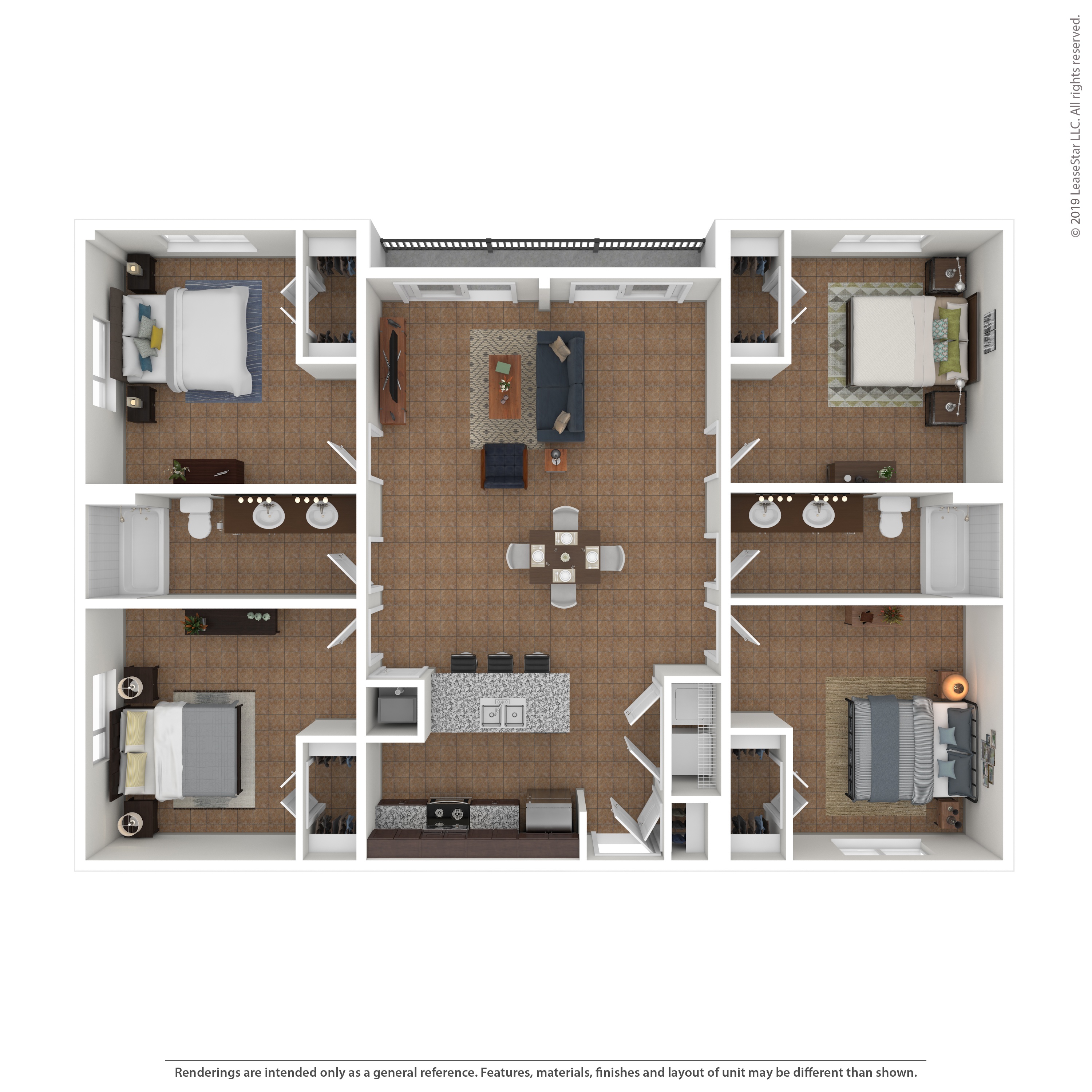 Floor plan layout diagram for 4E