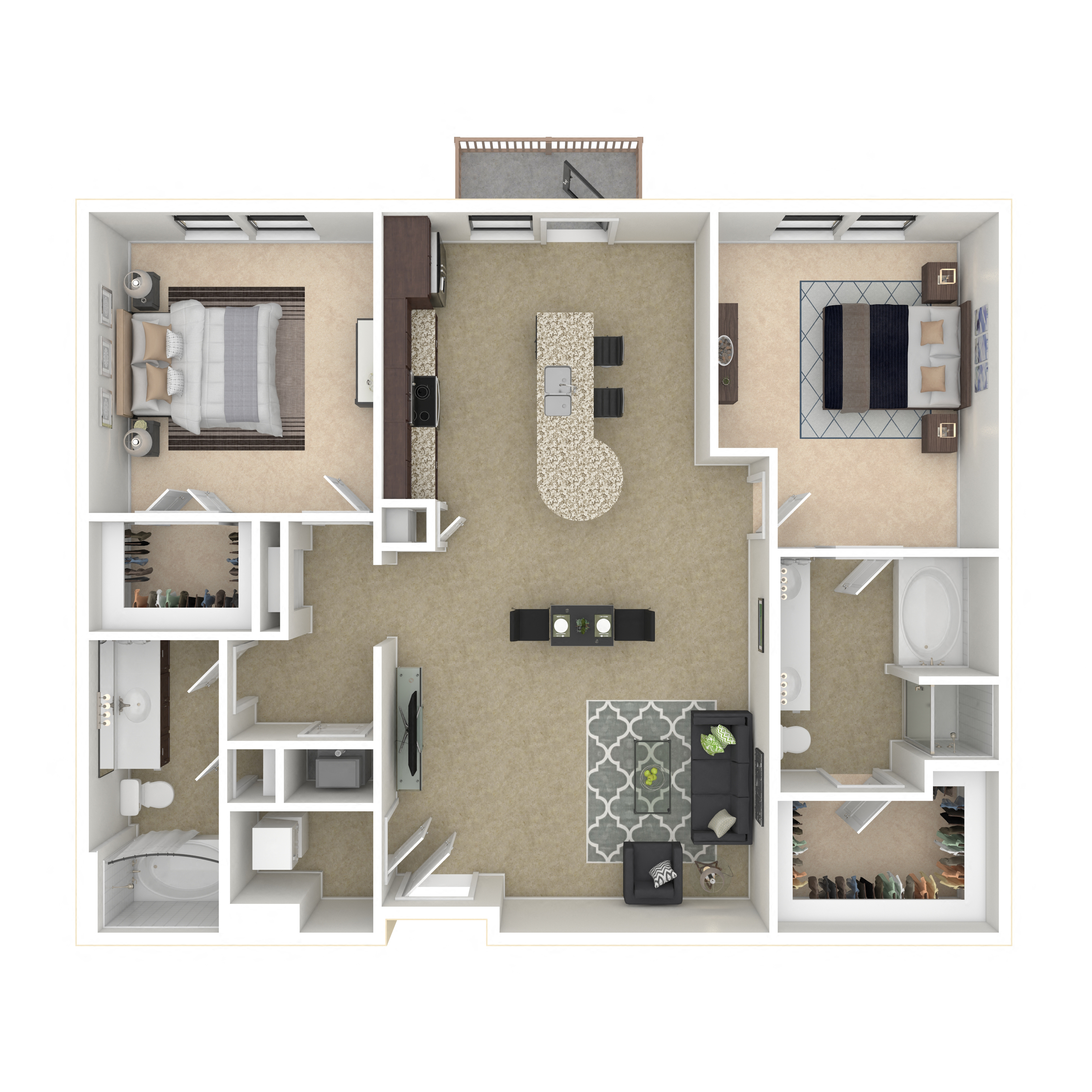Floor plan layout diagram for 2B