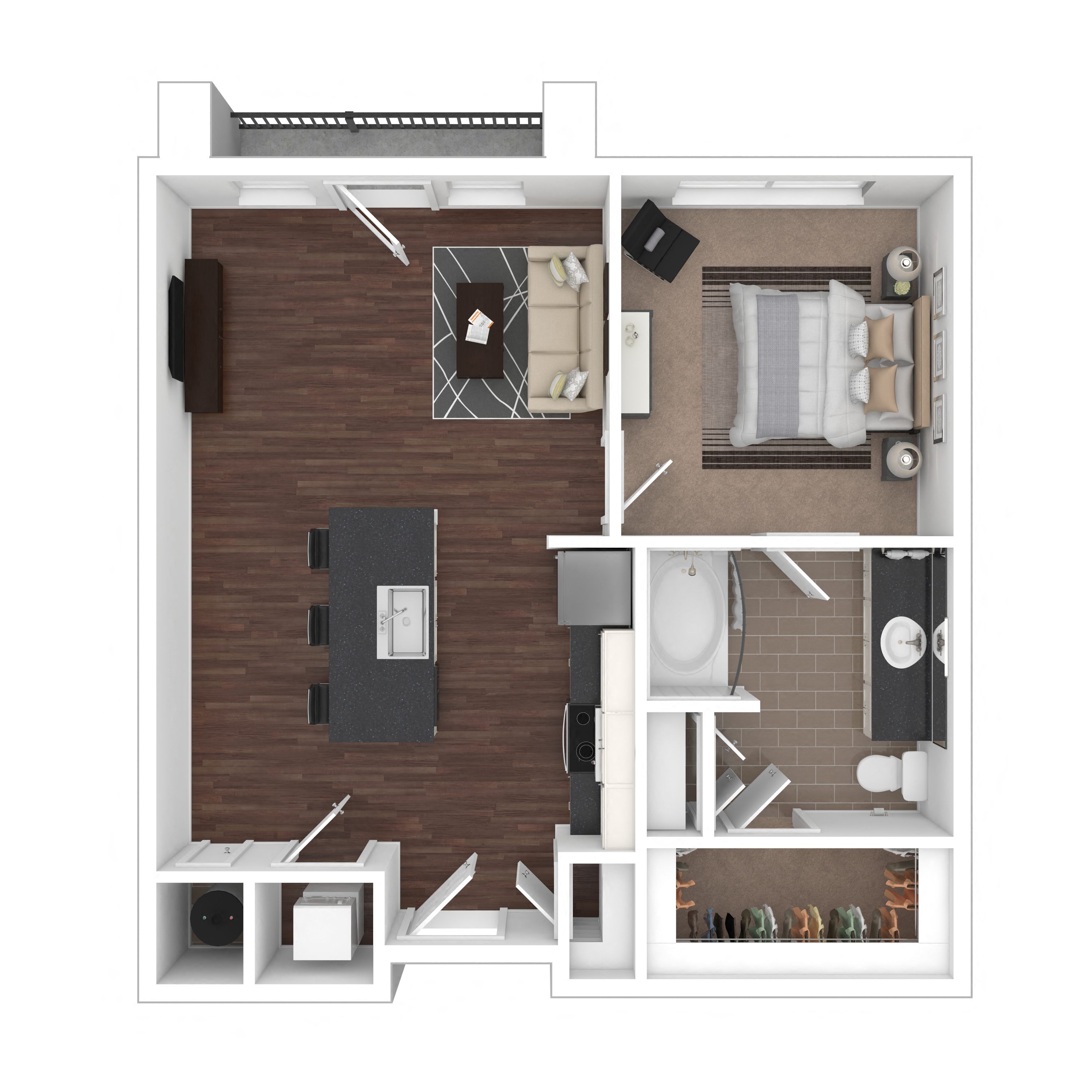 Floor plan layout diagram for 1B