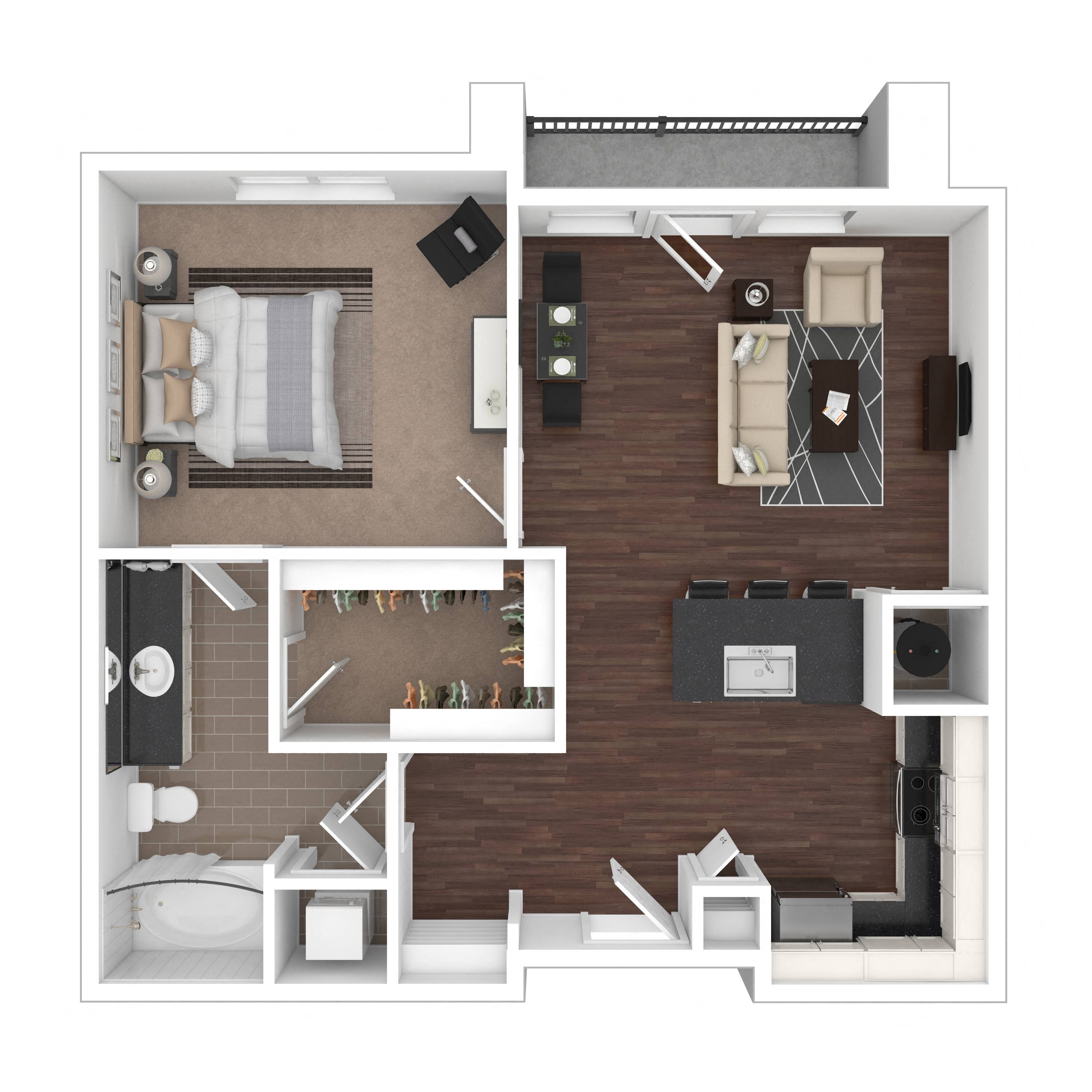 Floor plan layout diagram for 1E