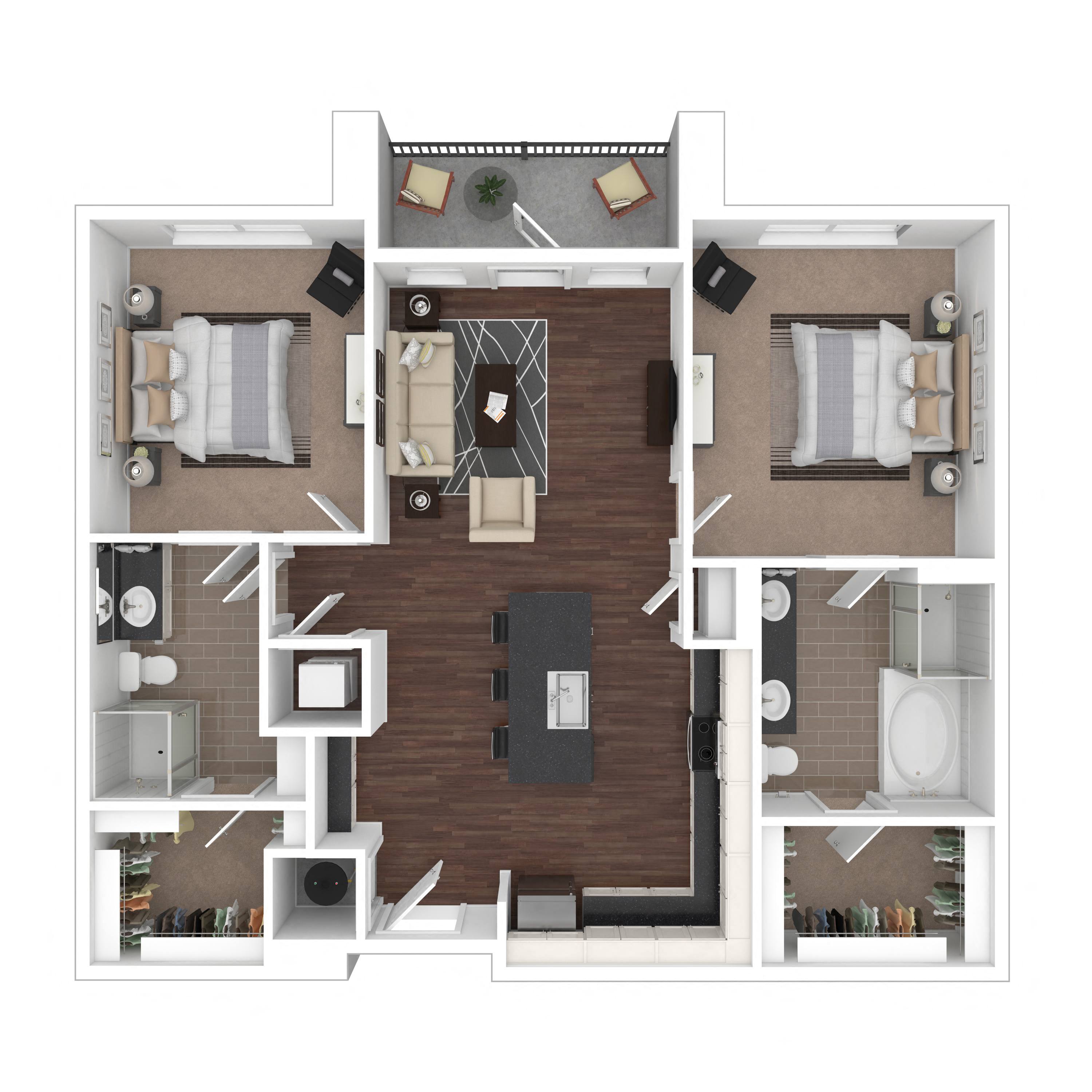 Floor plan layout diagram for 2C