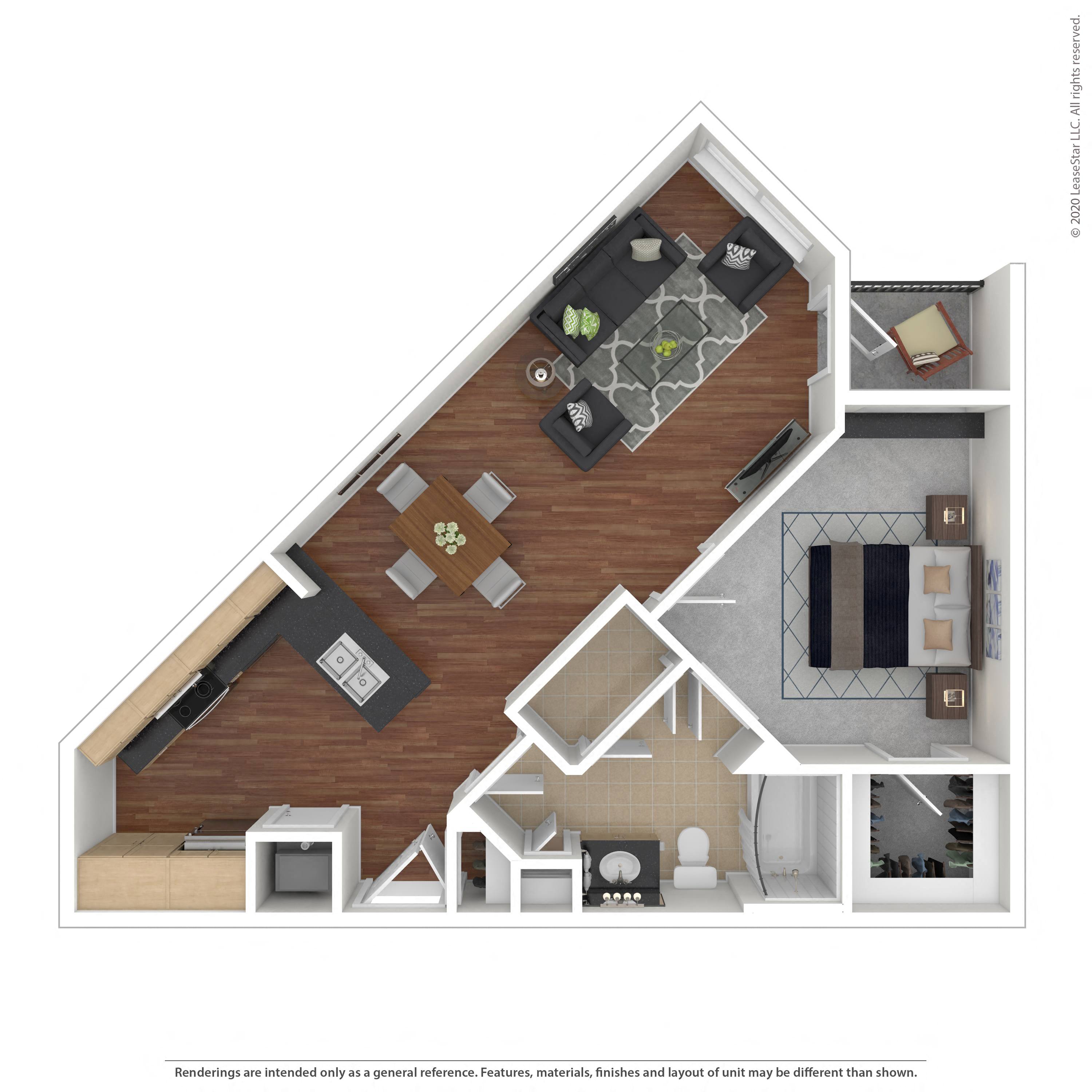Floor plan layout diagram for 1B