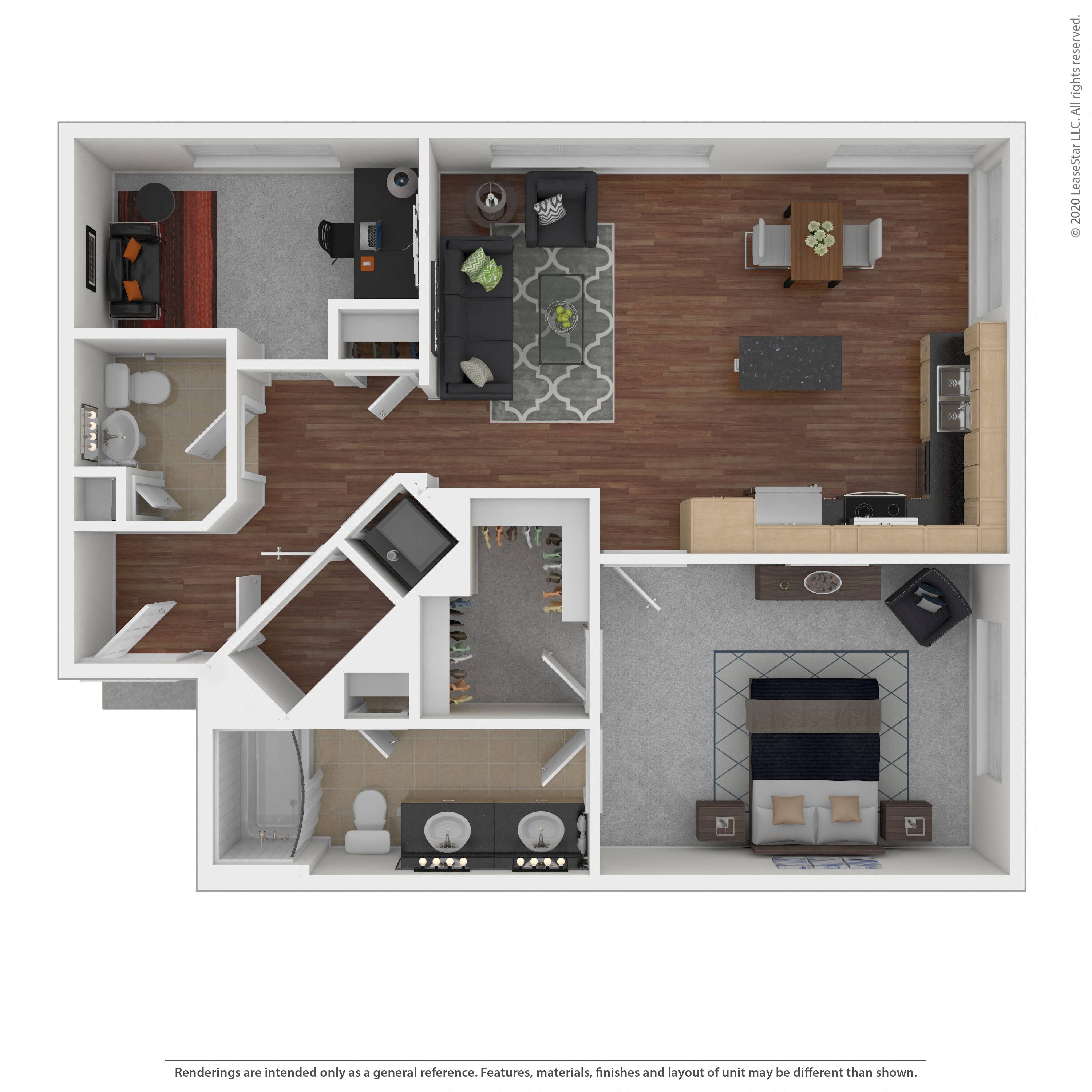 Floor plan layout diagram for 1E
