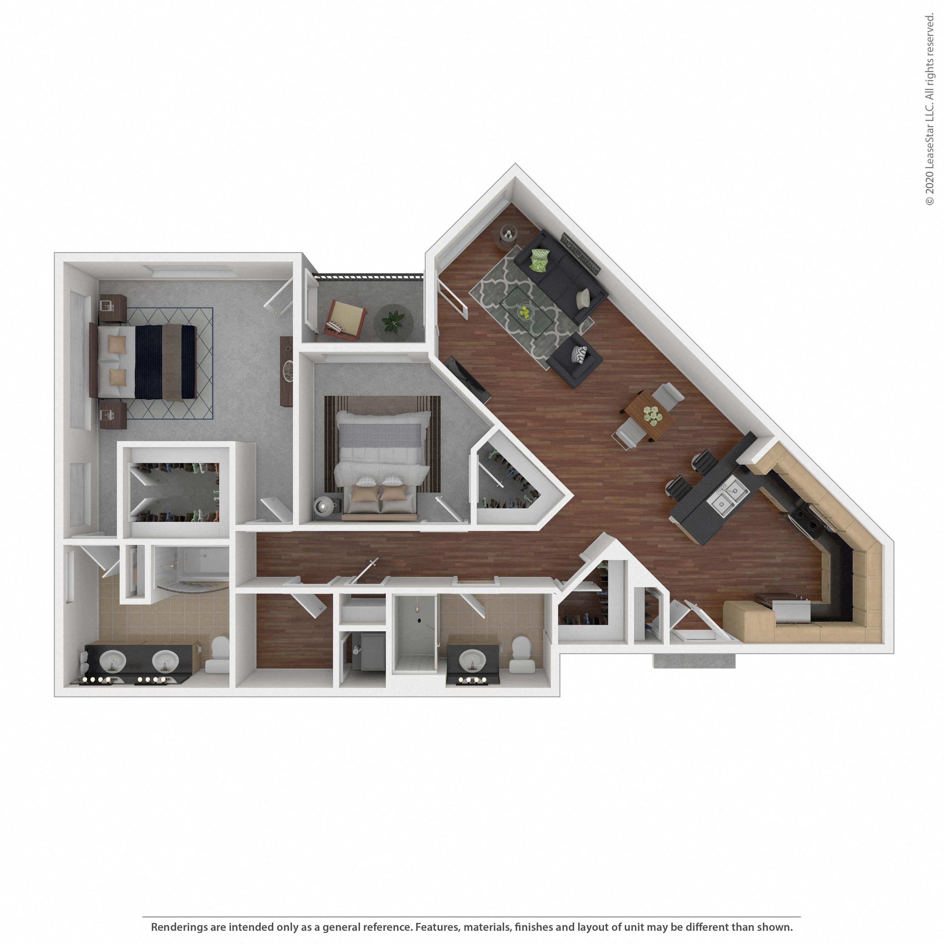 Floor plan layout diagram for 2B