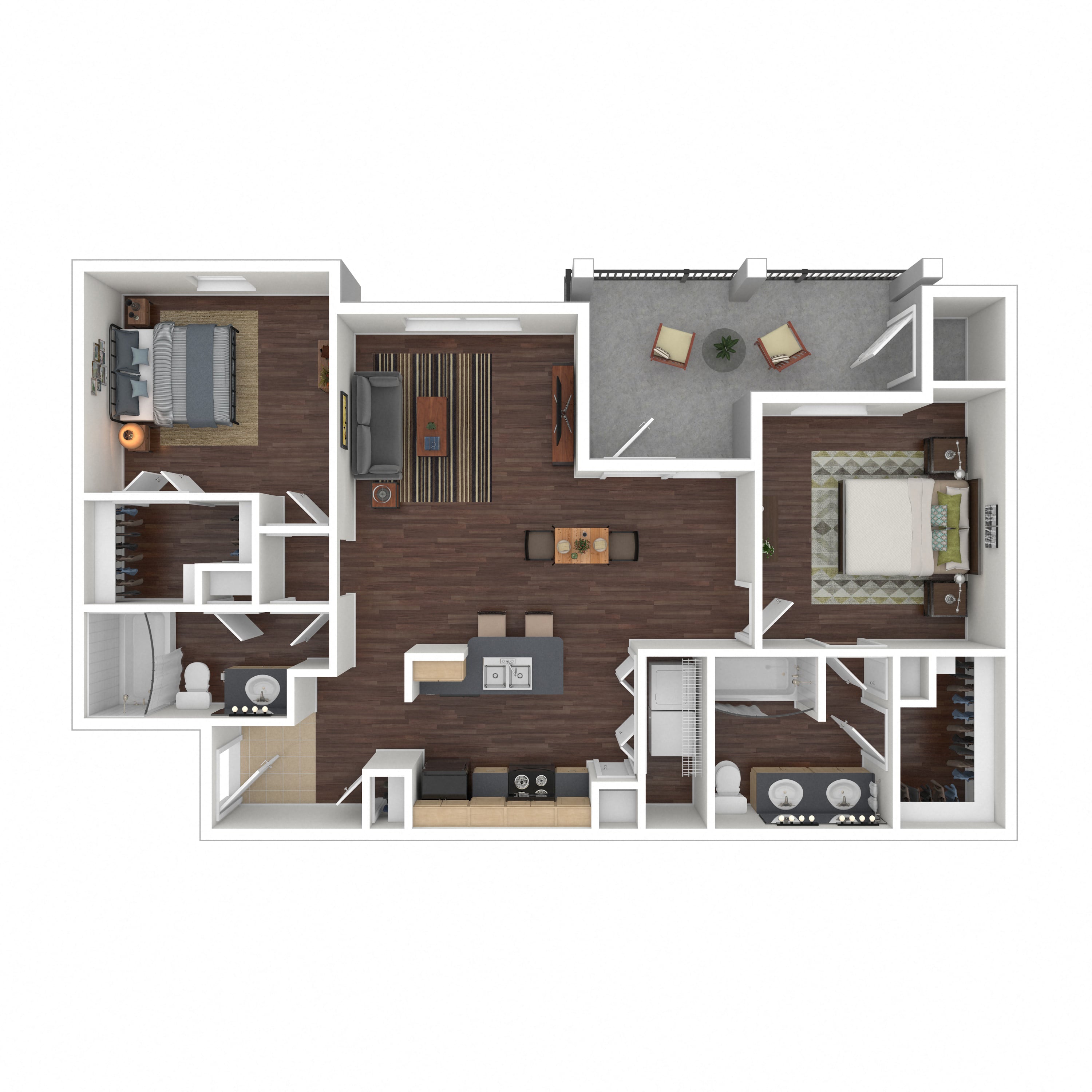 Floor plan layout diagram for 2B