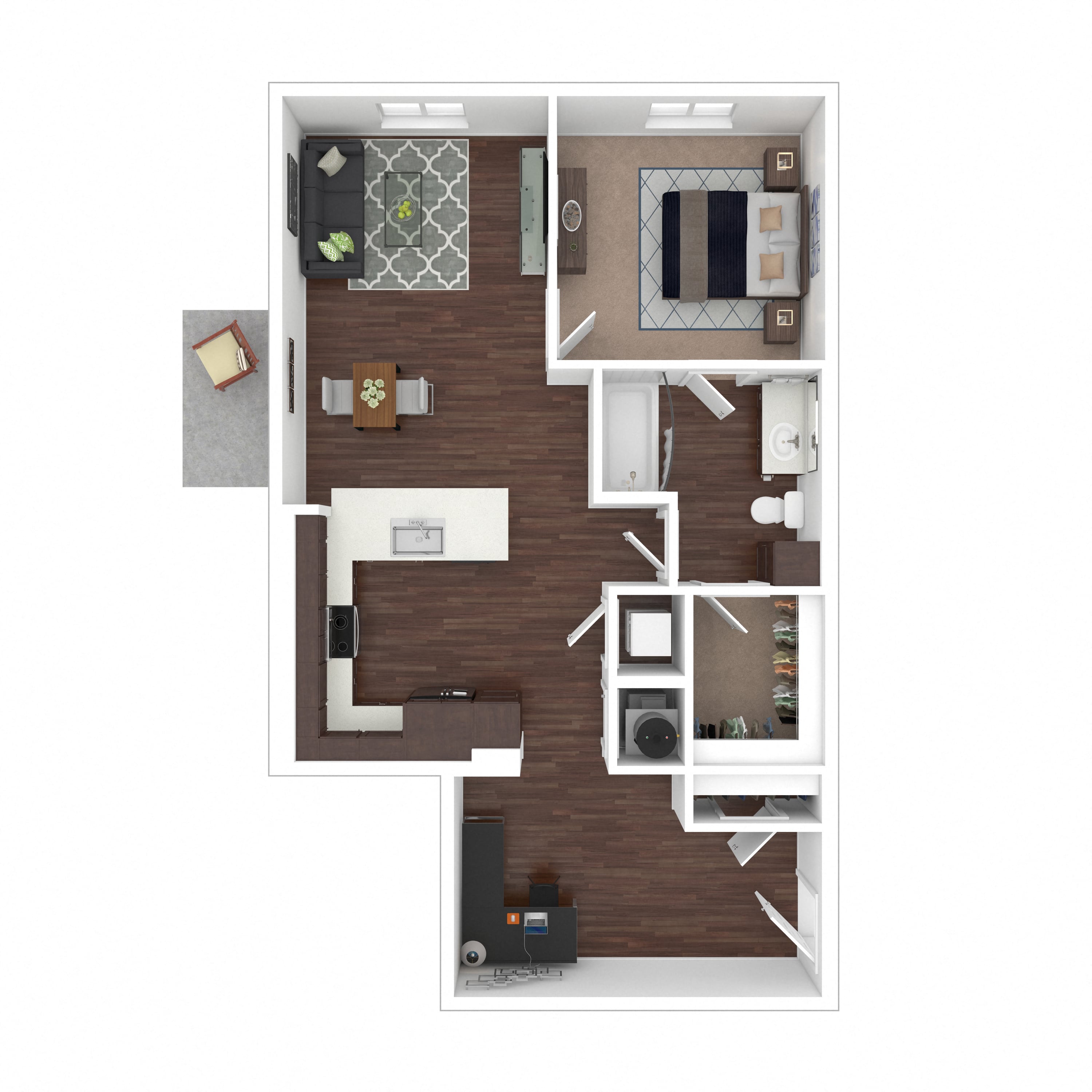 Floor plan layout diagram for 1B-Office