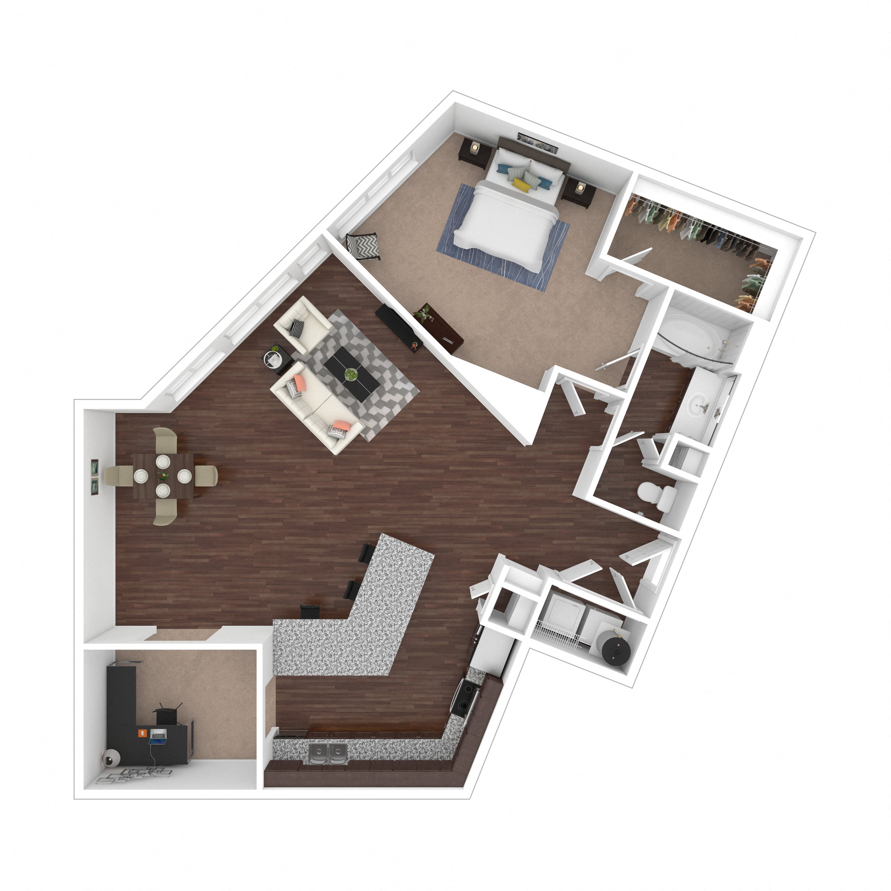 Floor plan layout diagram for 1K
