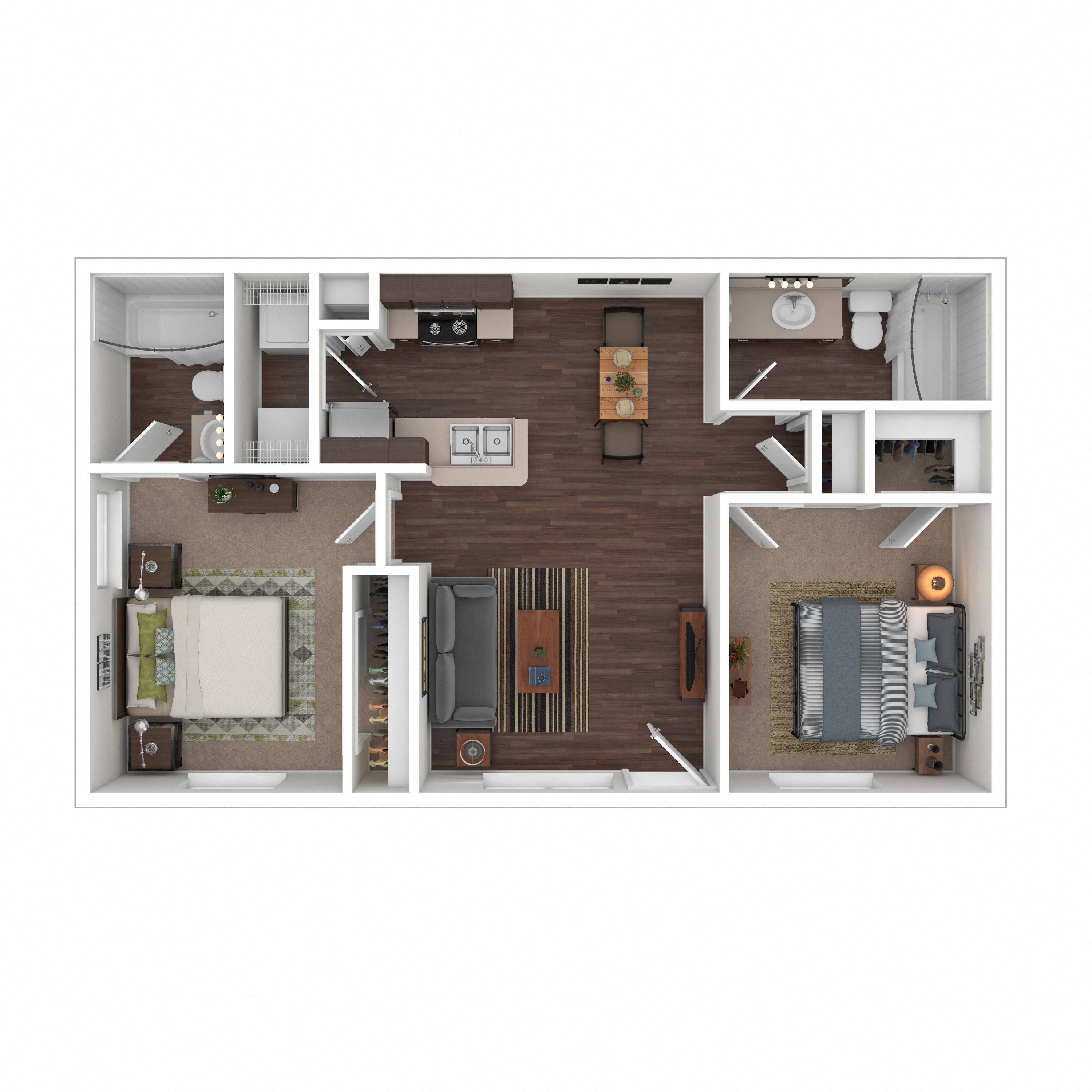 Floor plan layout diagram for 2B