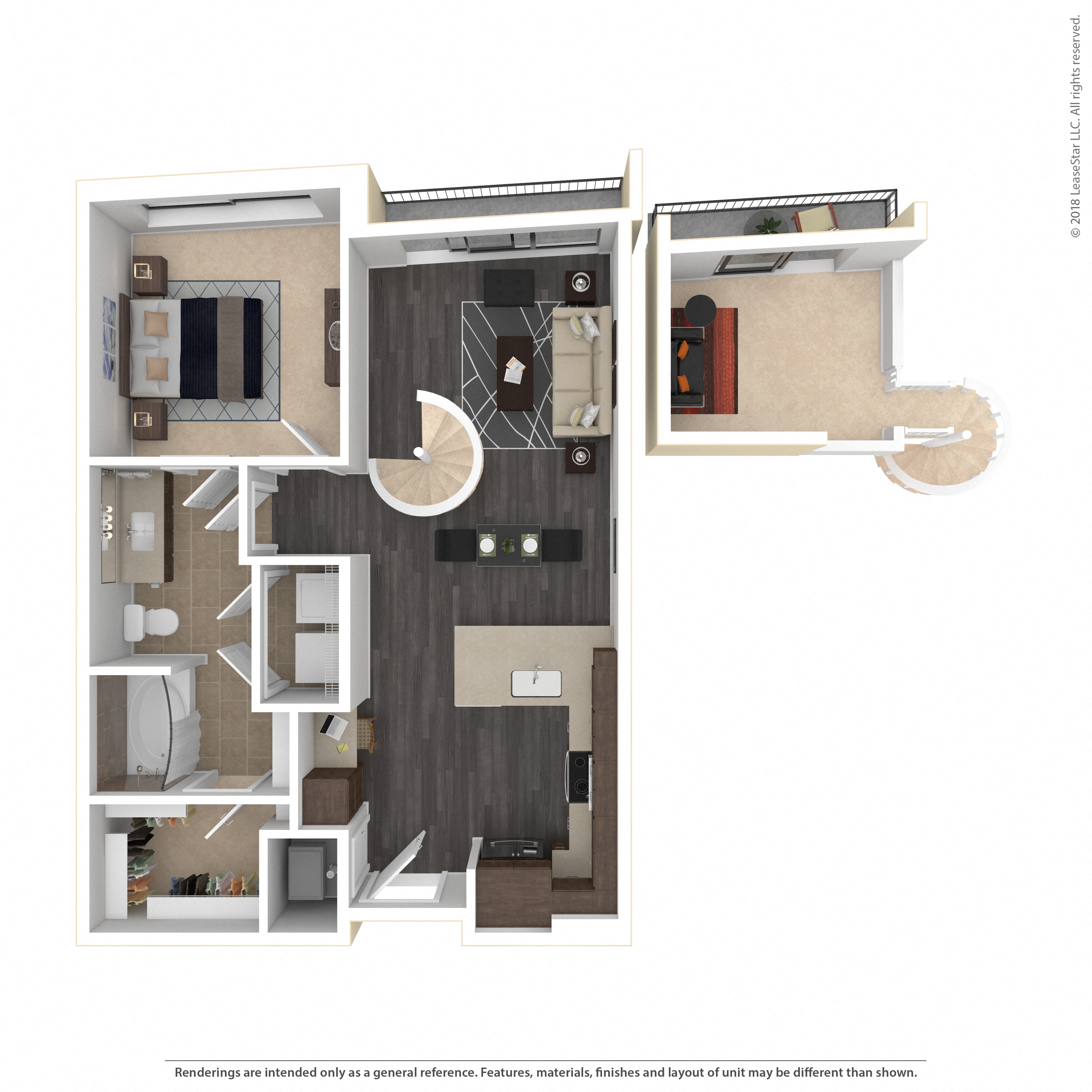 Floor plan layout diagram for 1E-Loft