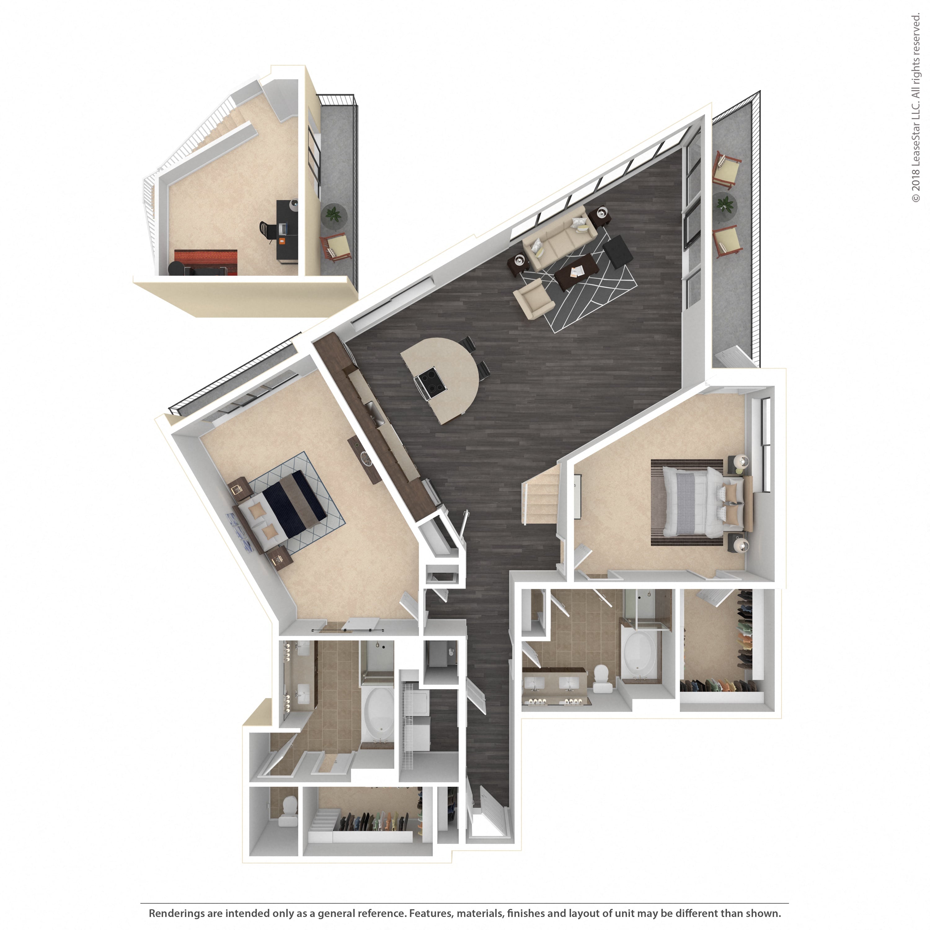 Floor plan layout diagram for 2P-Loft