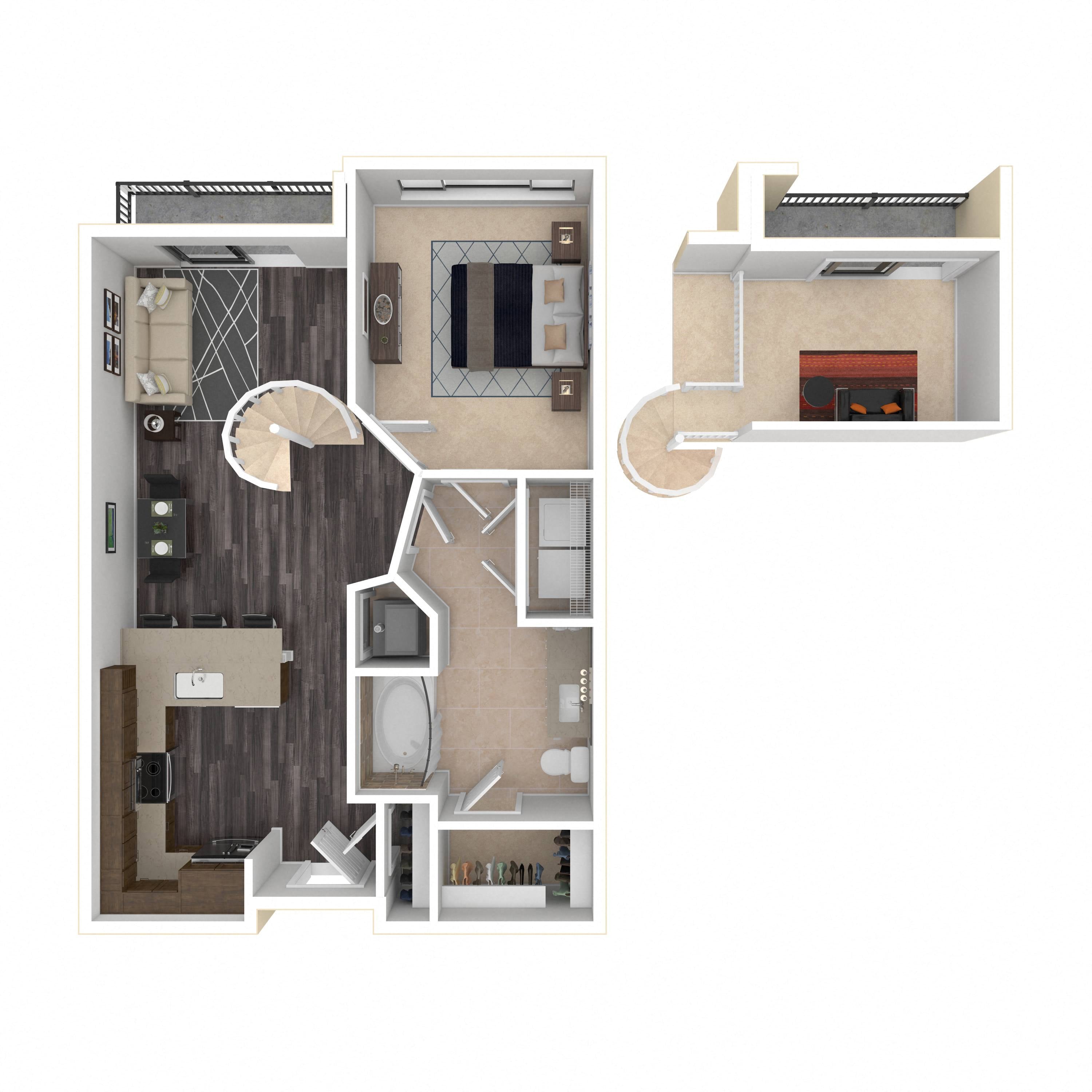 Floor plan layout diagram for 1C-Loft