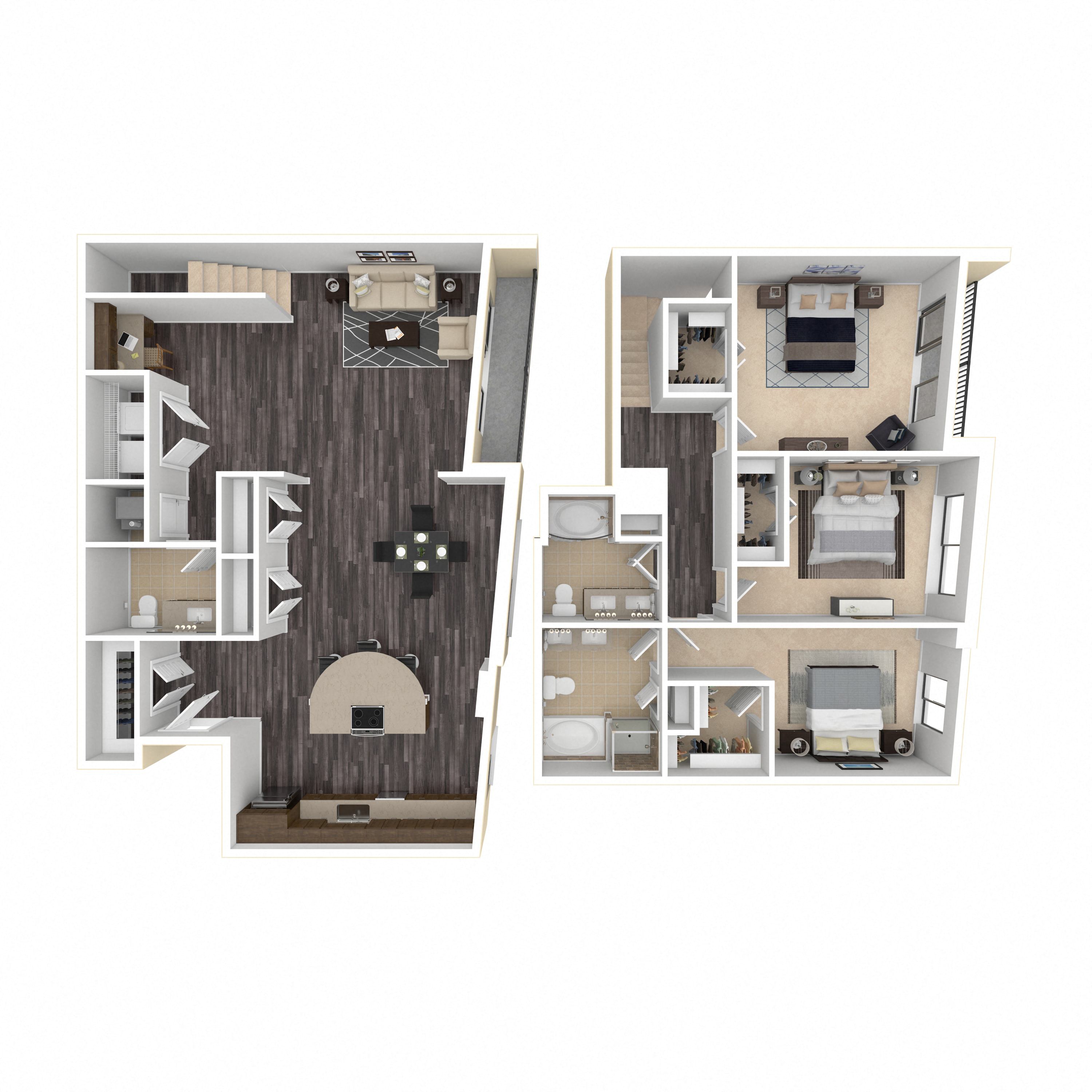 Floor plan layout diagram for 3B