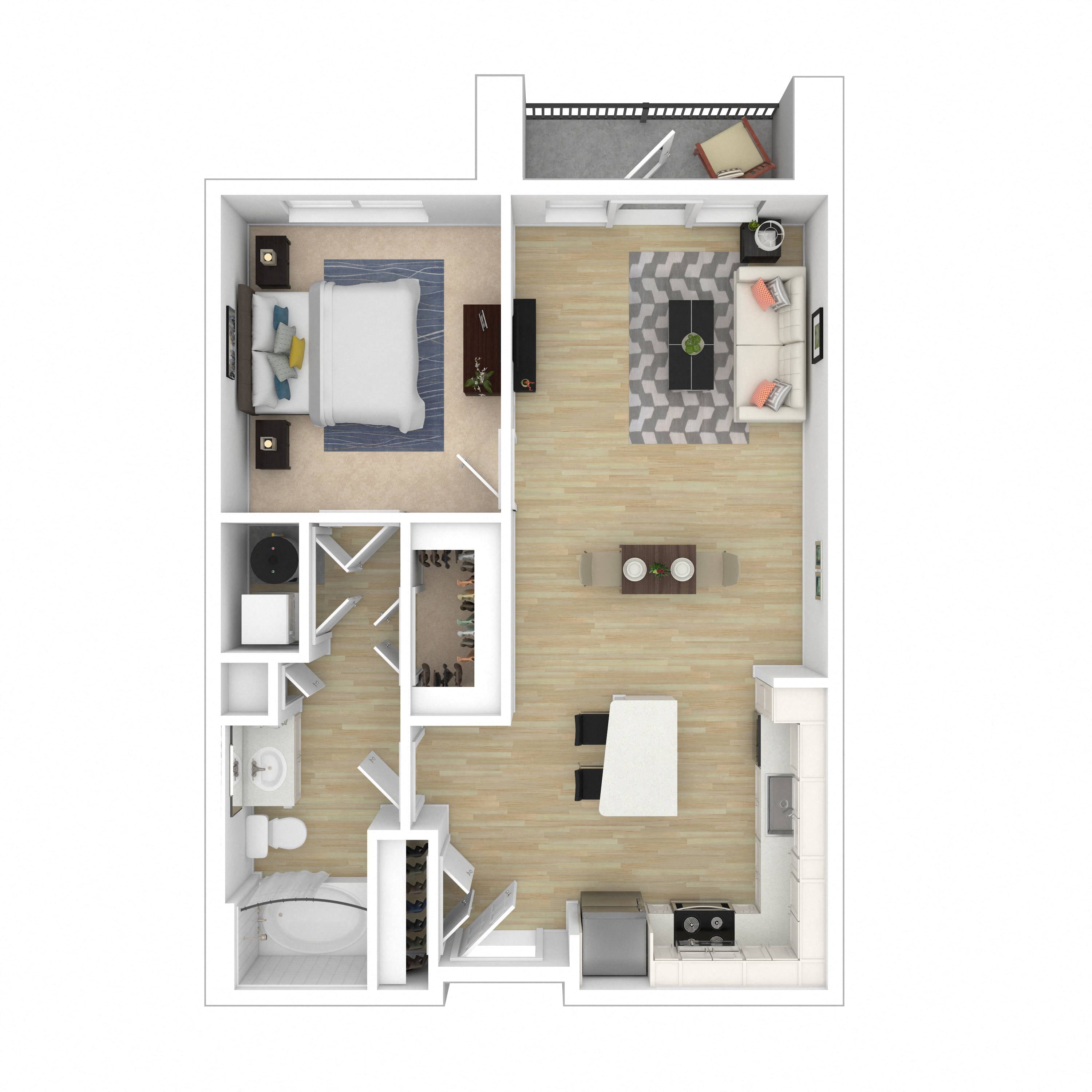 Floor plan layout diagram for 1B