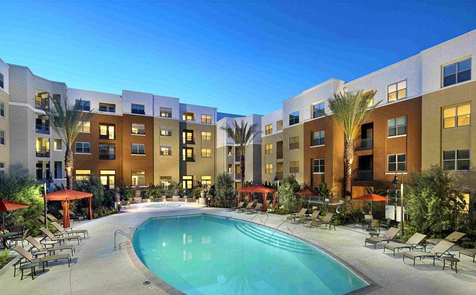 the swimming pool at the apartments for rent