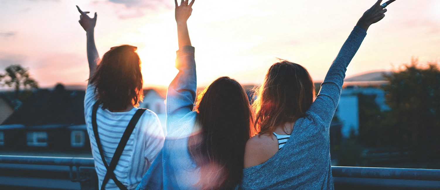Three students having fun